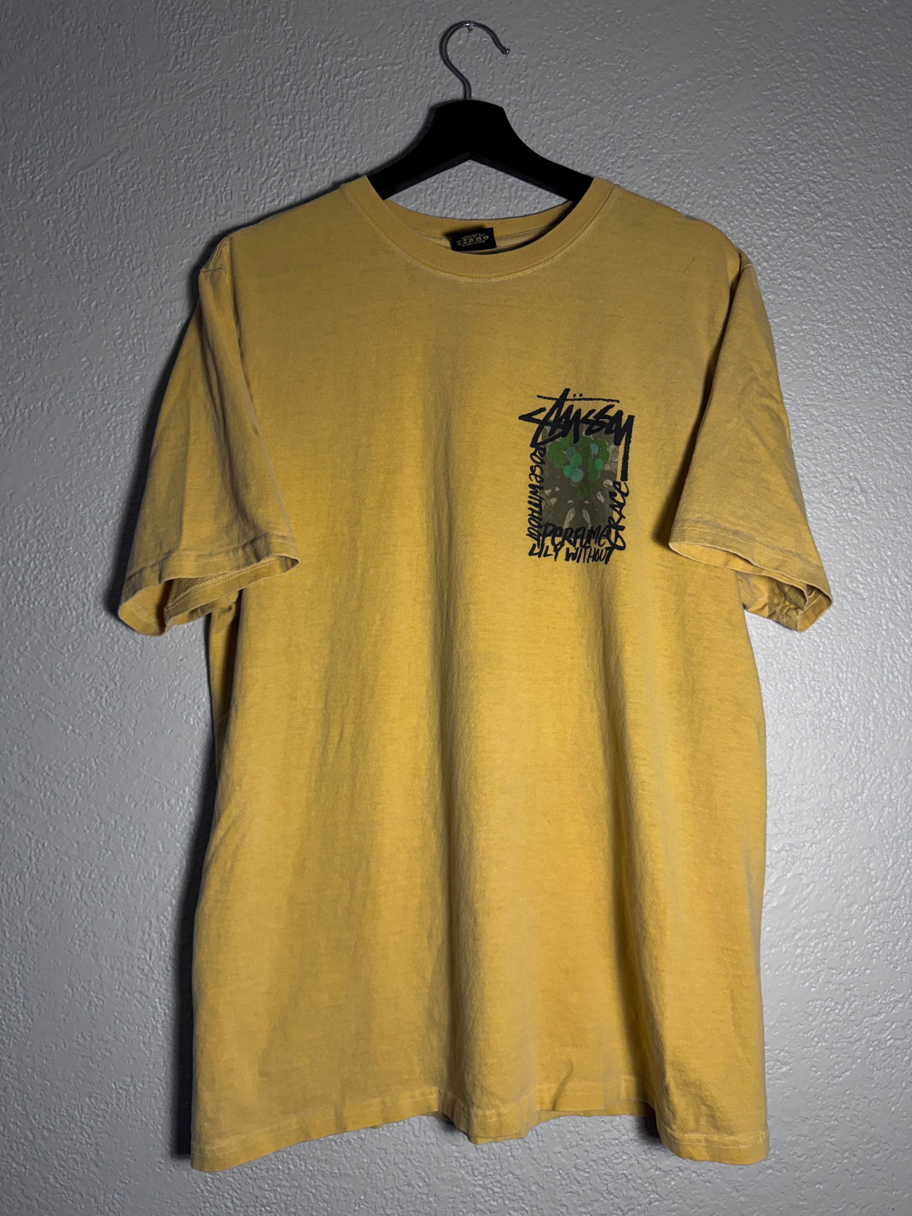 STUSSY CAMELLIAS PIGMENT DYED TEE - YELLOW