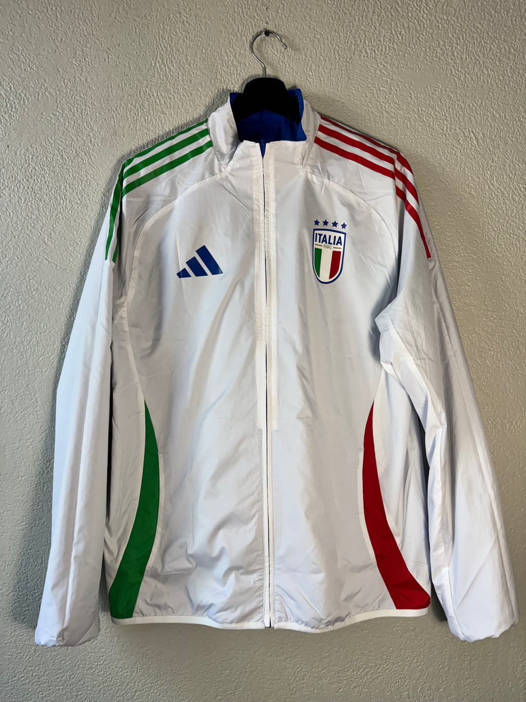 (NEW) Adidas Italy 2024 Track Jacket Windbreaker DOUBLE SIDED  Size Medium