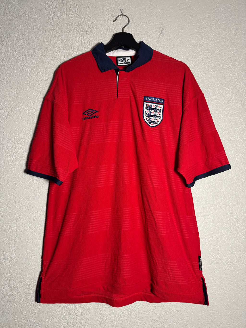 England Umbro Football Shirt Away 1999/2000/2001 Red Soccer Jersey Men Size Large