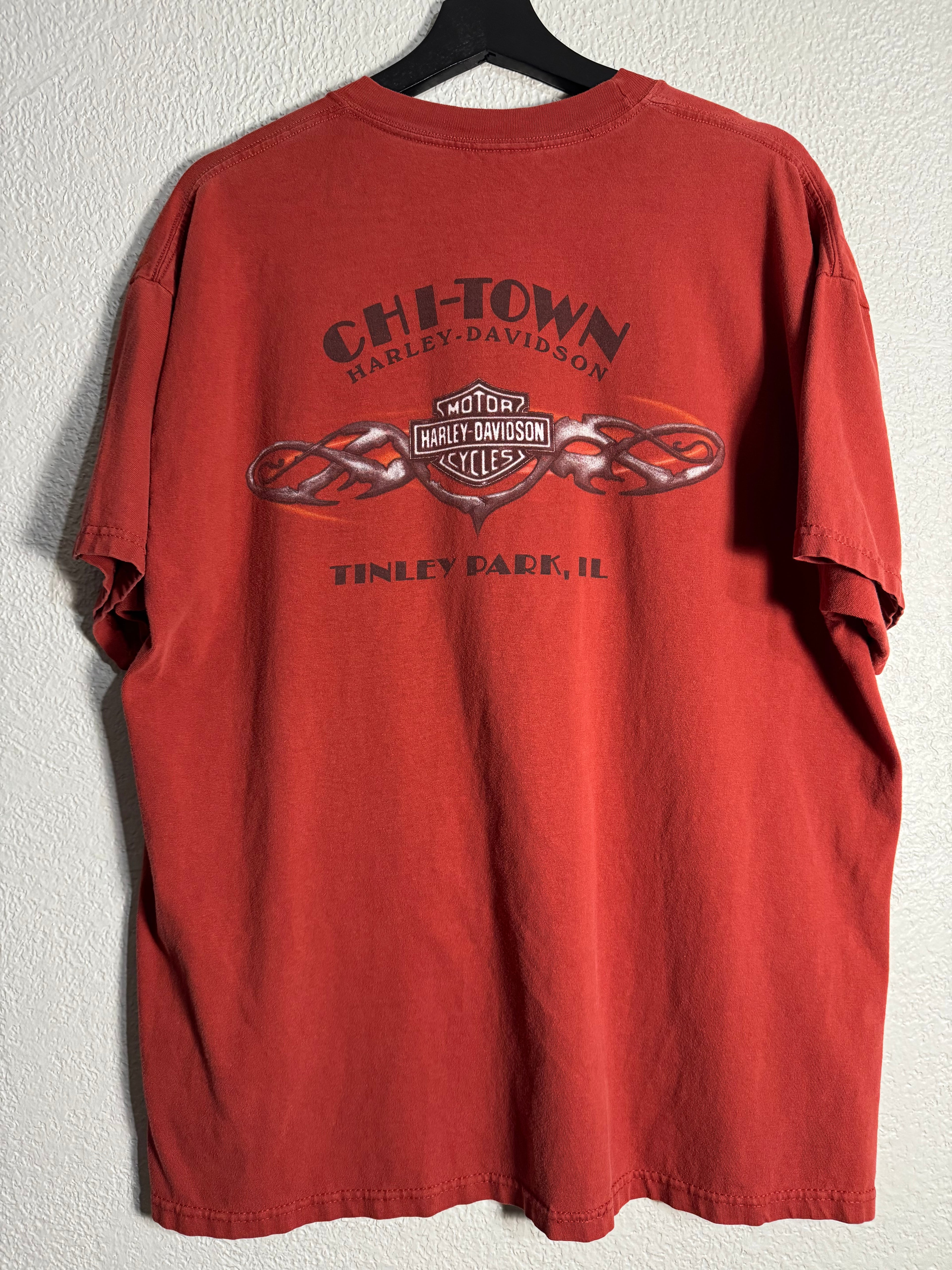 Vintage Harley Davidson Flames 2006 Chi-Town Shirt XL