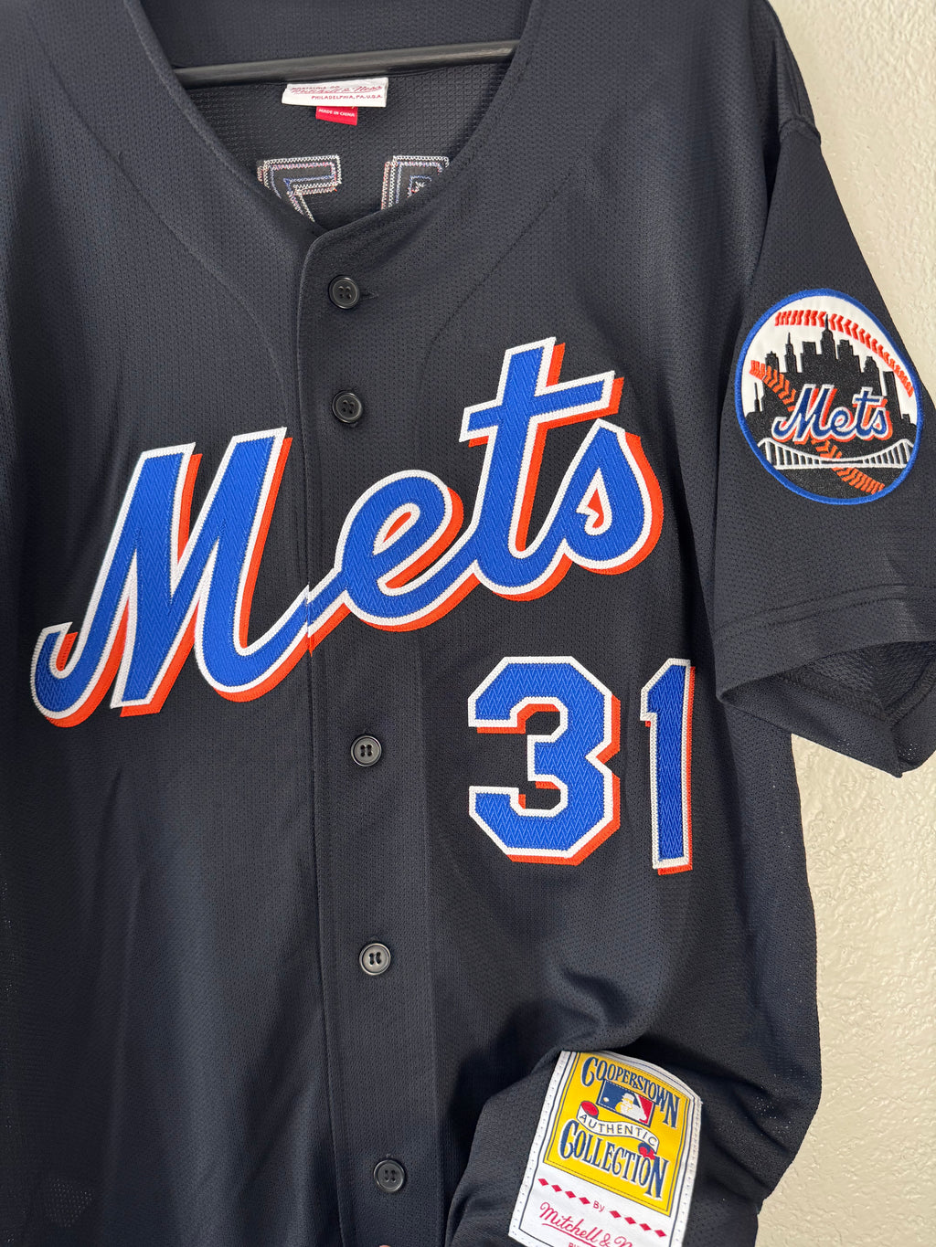 Mitchell & Ness Mike Piazza Black New York Mets Cooperstown Jersey Size 44 Large
