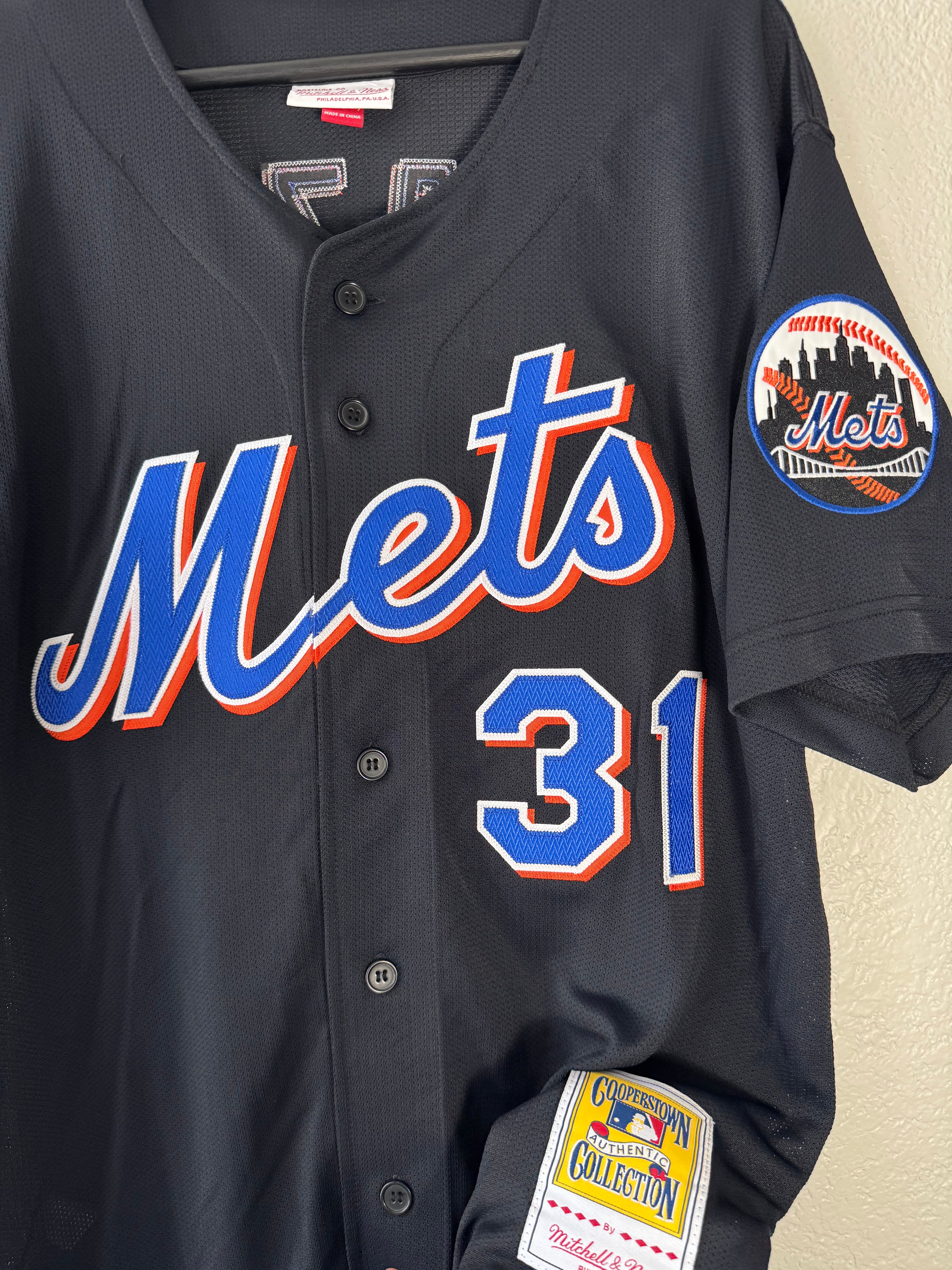 Mitchell & Ness Mike Piazza Black New York Mets Cooperstown Jersey Size 44 Large