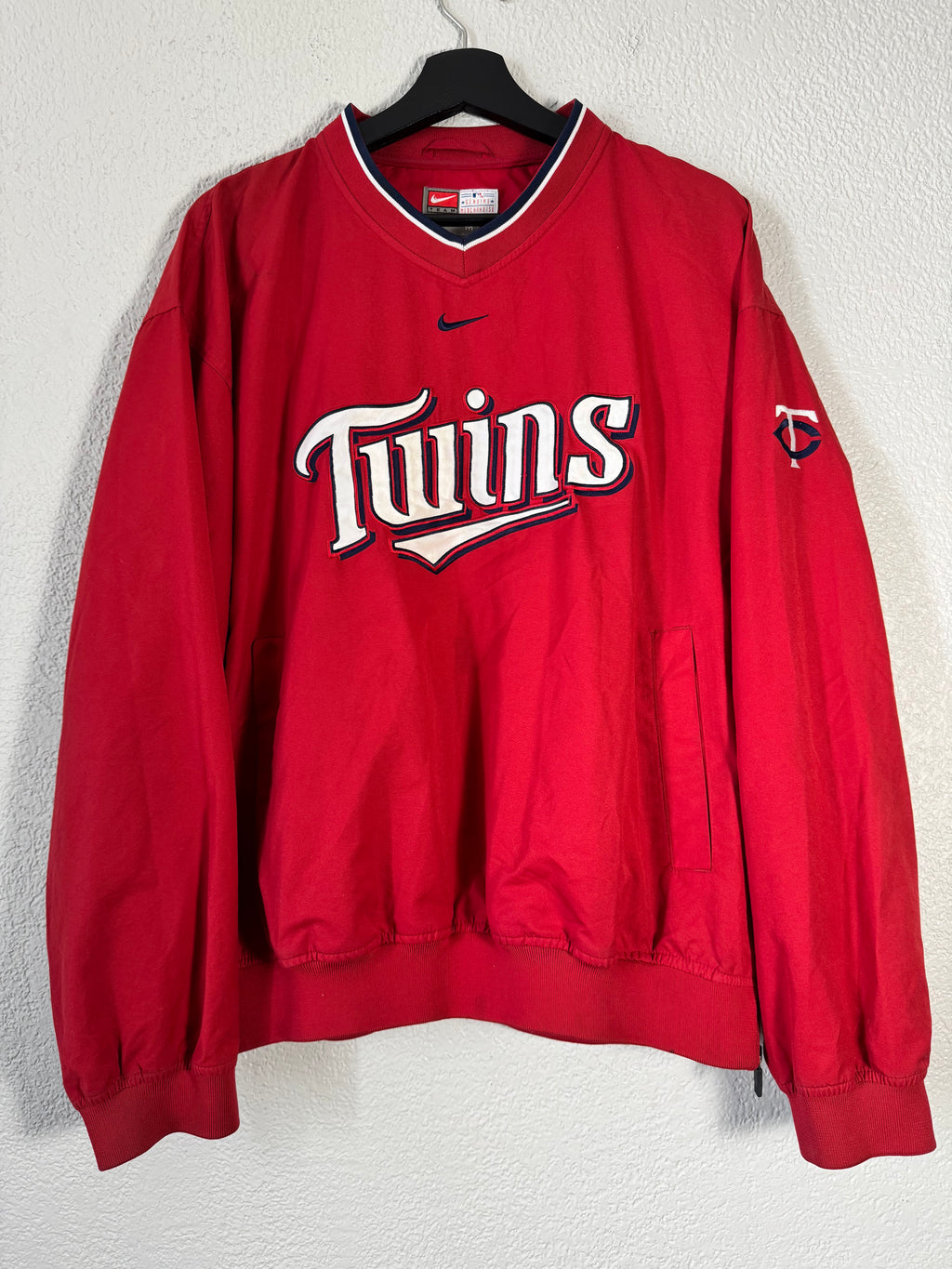 Vintage Nike Minnesota Twins Jacket Red Windbreaker Center Swoosh Pullover Size Medium