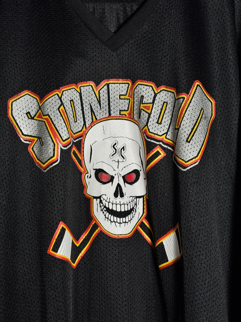 WWE Steve Austin 3:16 Hell Yeah Black Gray Orange White Mesh Jersey Shirt XL
