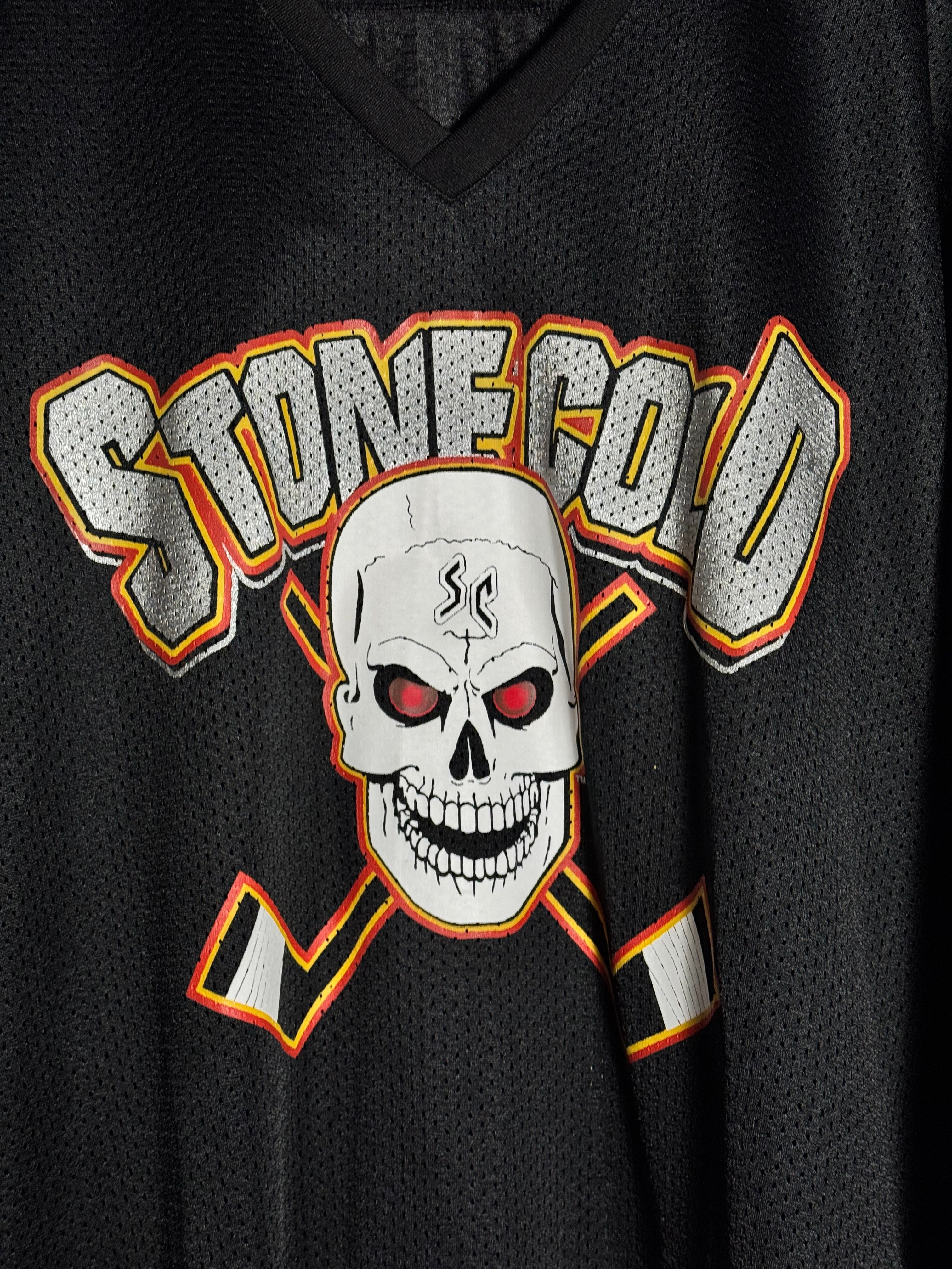 WWE Steve Austin 3:16 Hell Yeah Black Gray Orange White Mesh Jersey Shirt XL