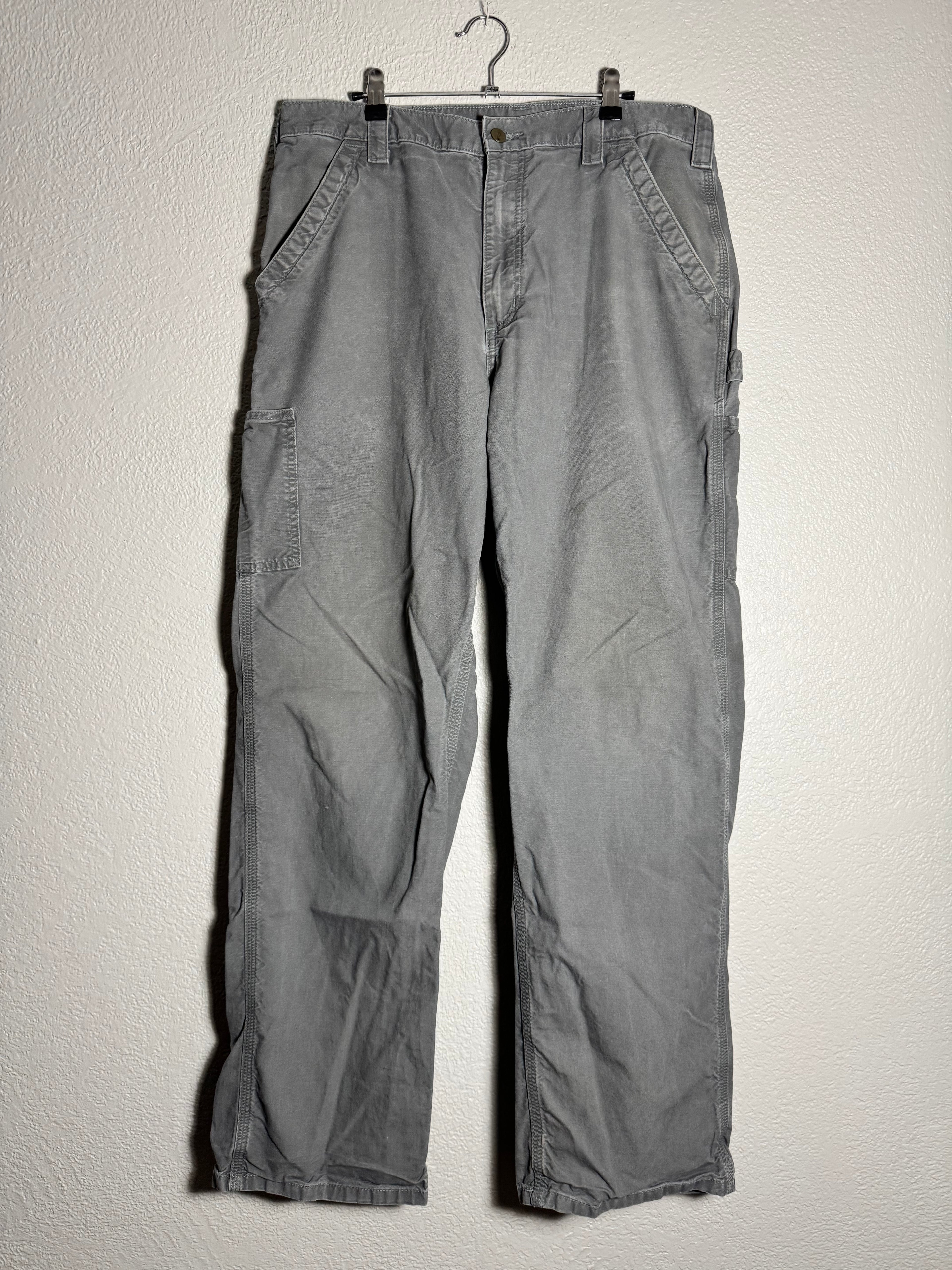 Vintage Carhartt Pants Mens 36x34 Fit Gray Dungaree Carpenter Canvas Baggy
