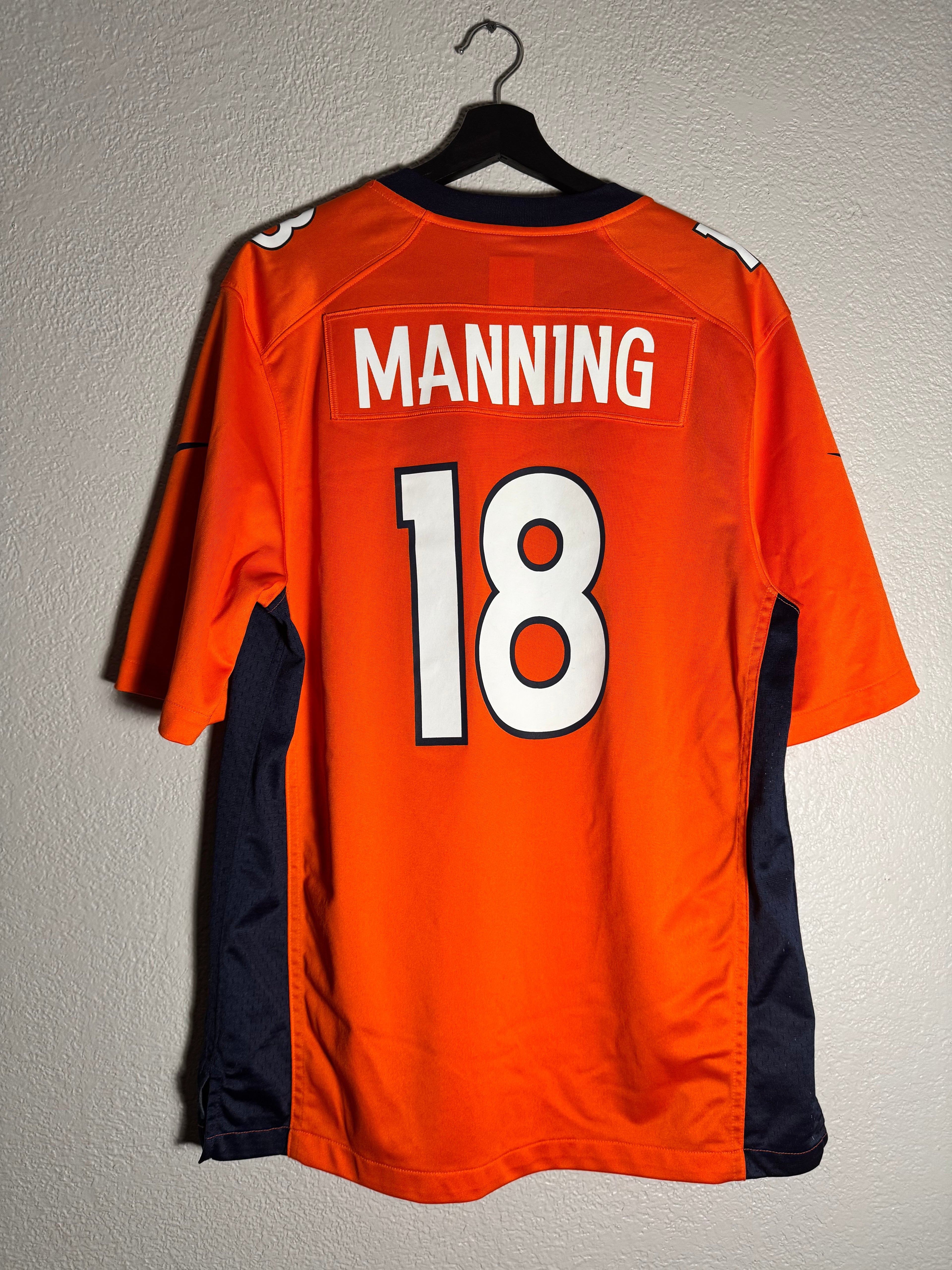 Nike Denver Broncos #18 Peyton Manning NFL Jersey Super Bowl 50 Patch Size Medium