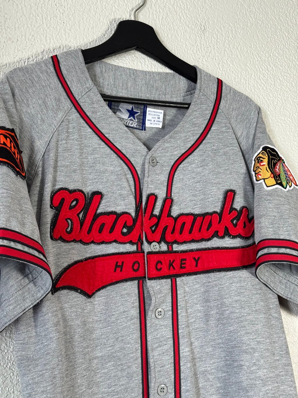 Vintage Starter Chicago Blackhawks Baseball Style Jersey Size M