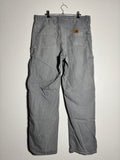 Vintage Carhartt Pants Mens 36x34 Fit Gray Dungaree Carpenter Canvas Baggy