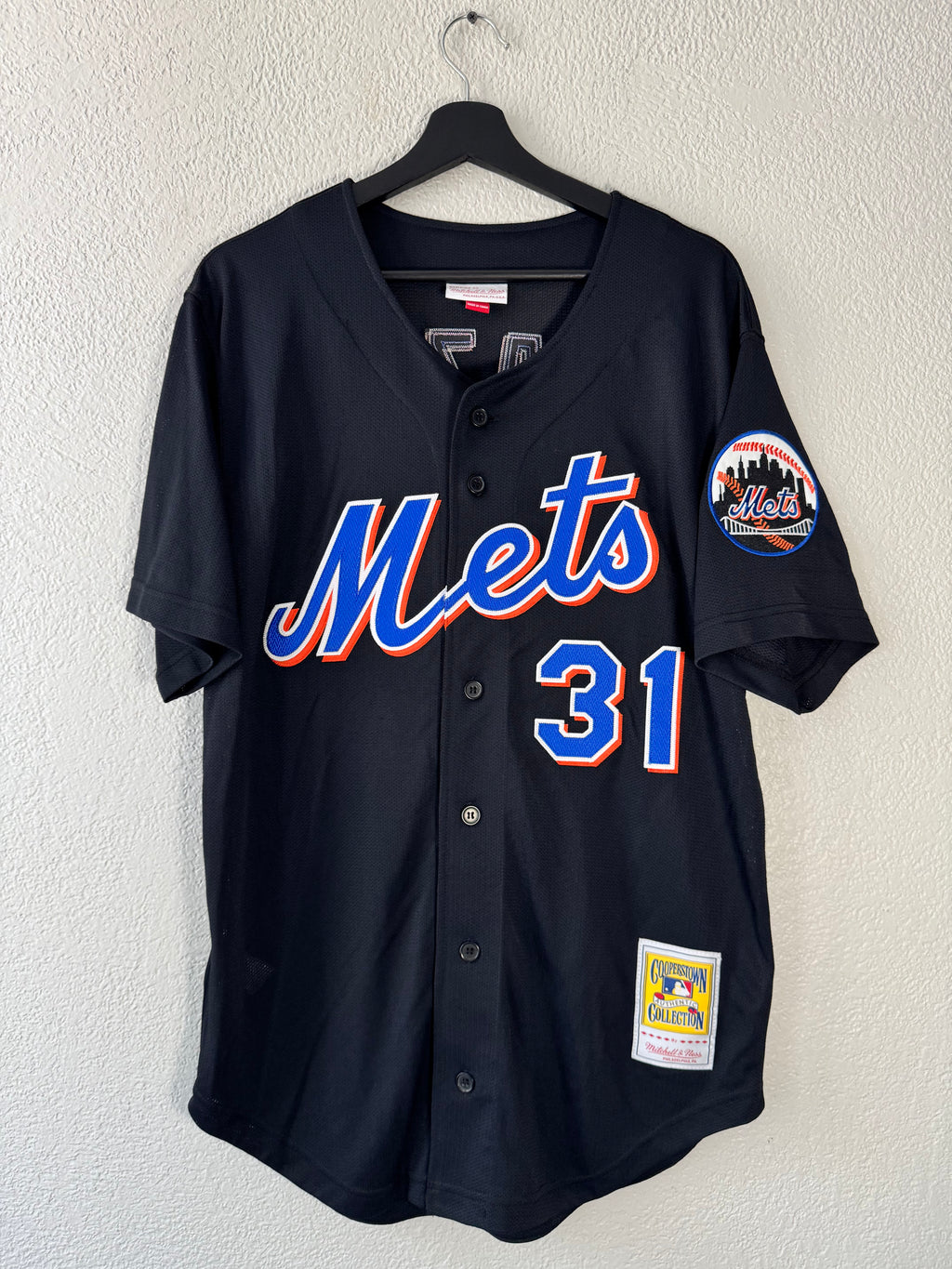 Mitchell & Ness Mike Piazza Black New York Mets Cooperstown Jersey Size 44 Large