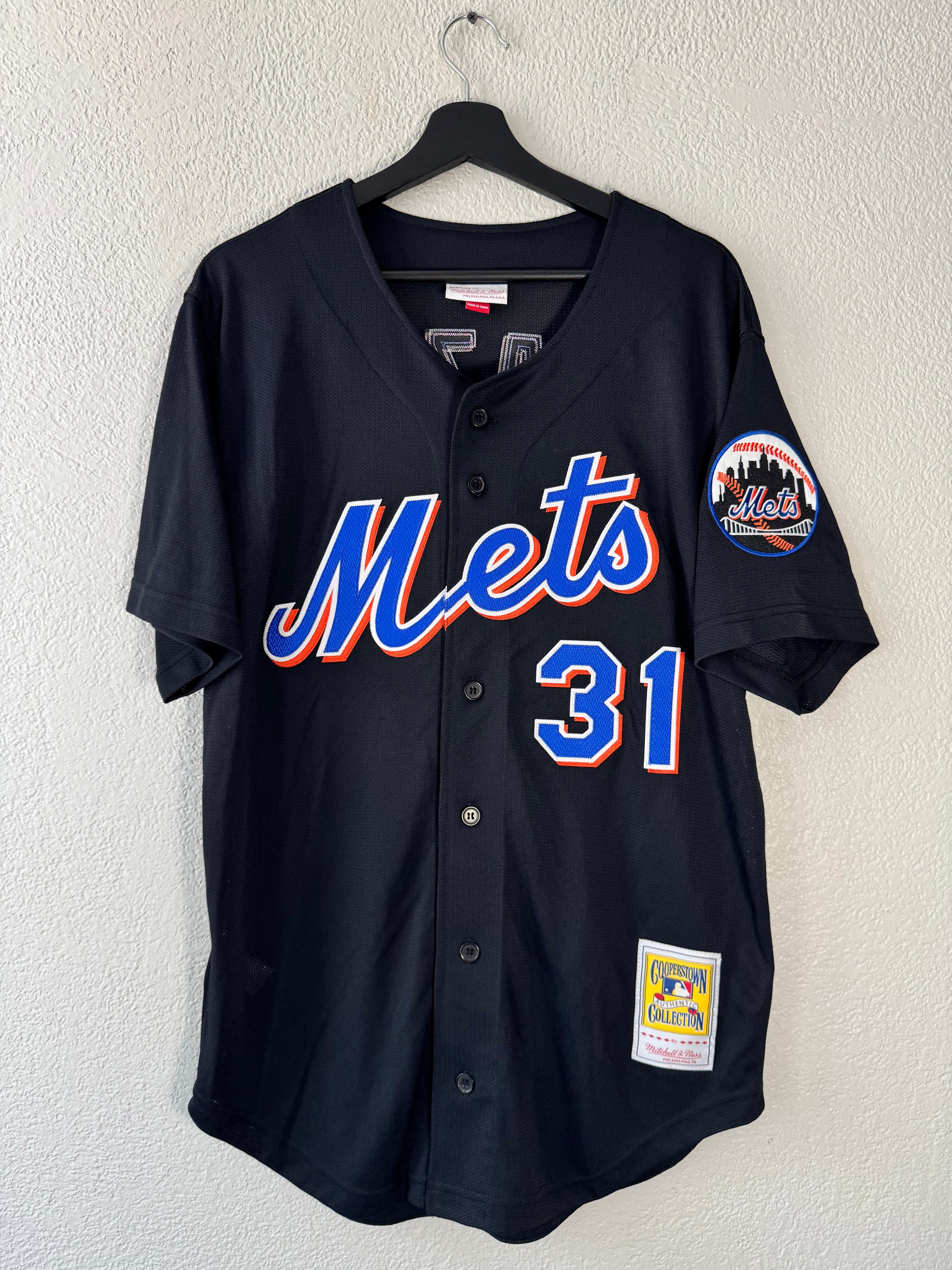 Mitchell & Ness Mike Piazza Black New York Mets Cooperstown Jersey Size 44 Large
