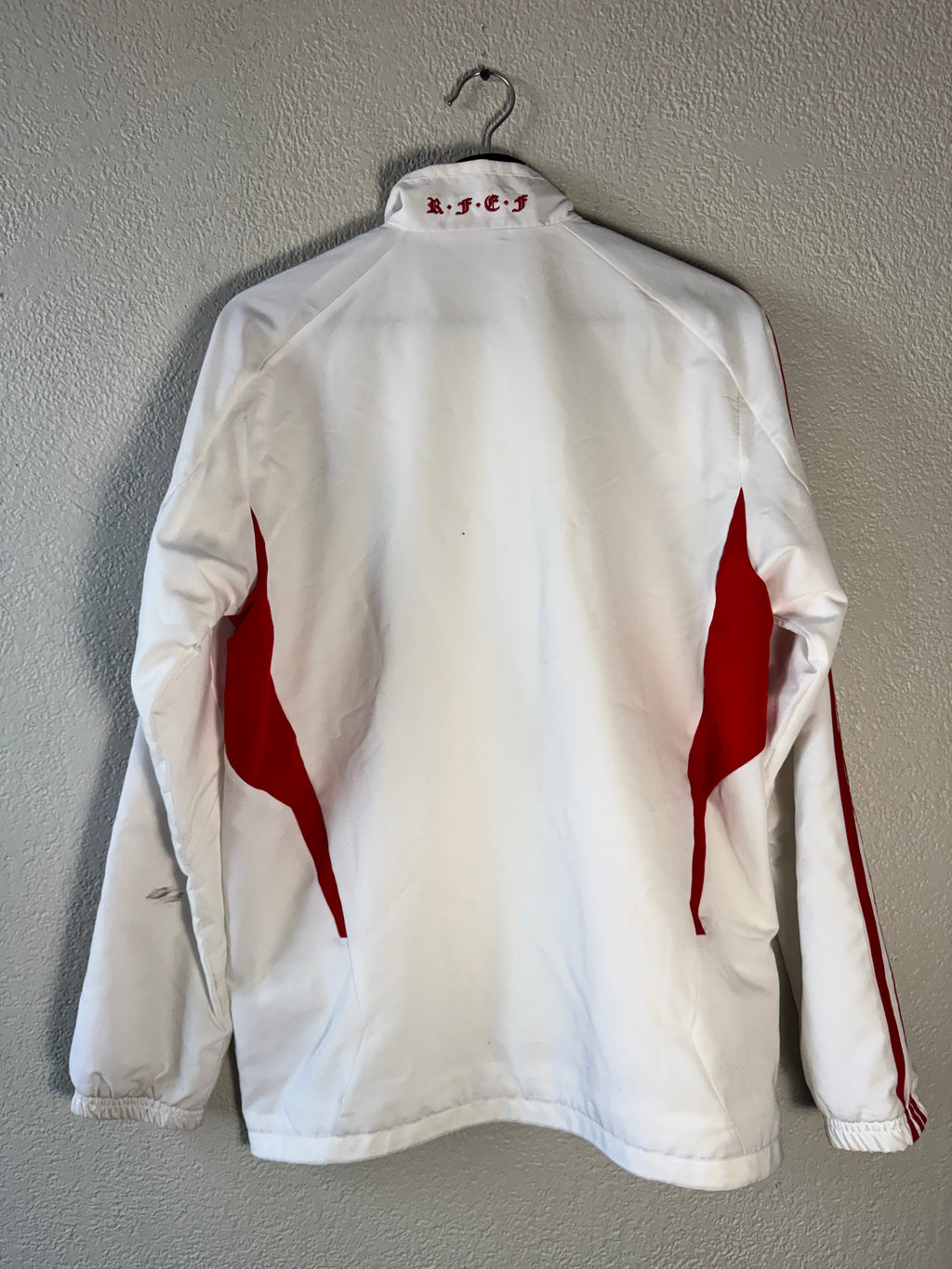 ADIDAS SPAIN 2010 VINTAGE TRAINING FOOTBALL JACKET WHITE SOCCER JACKET ZIP SIZE XL