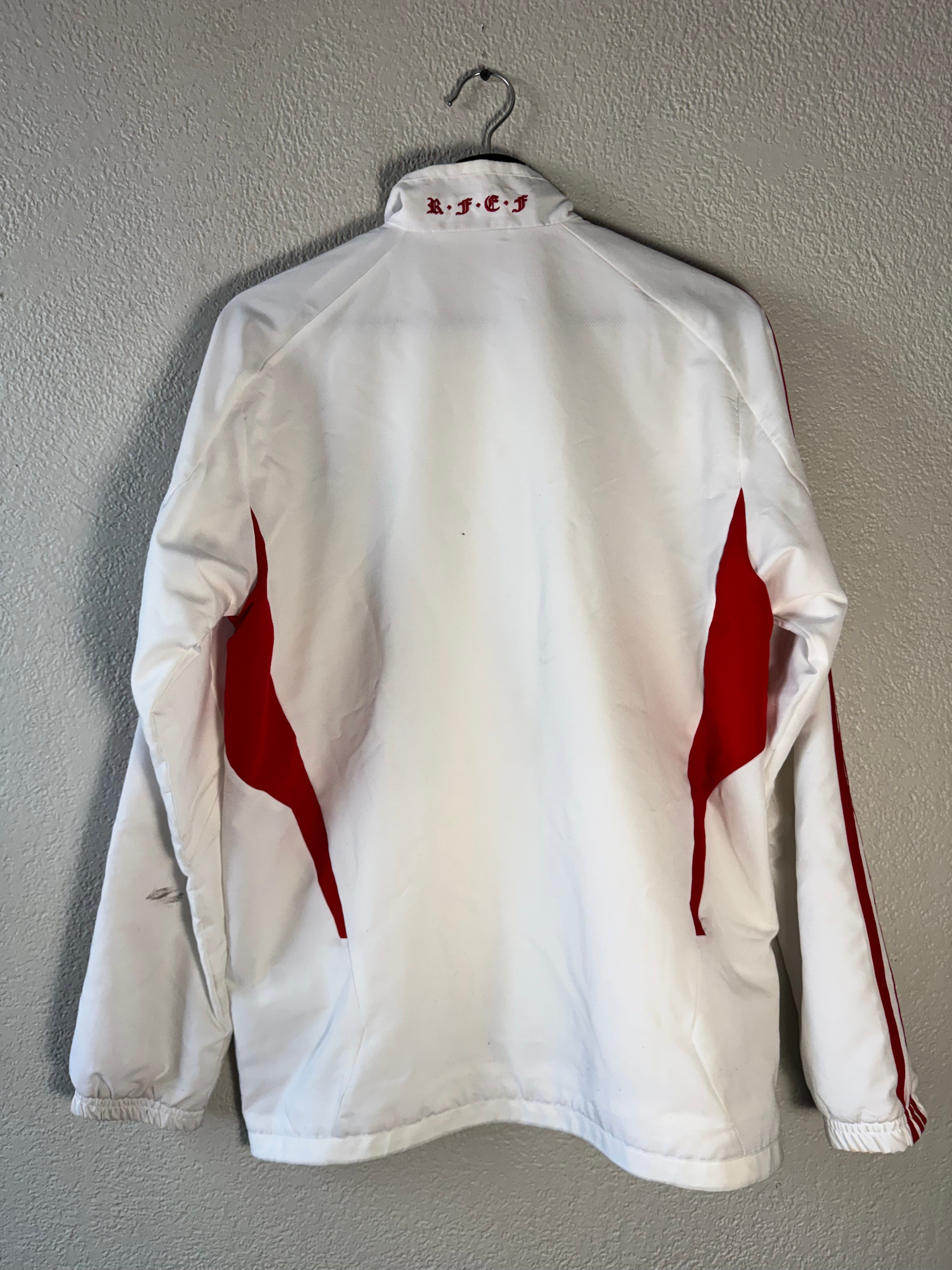 ADIDAS SPAIN 2010 VINTAGE TRAINING FOOTBALL JACKET WHITE SOCCER JACKET ZIP SIZE XL