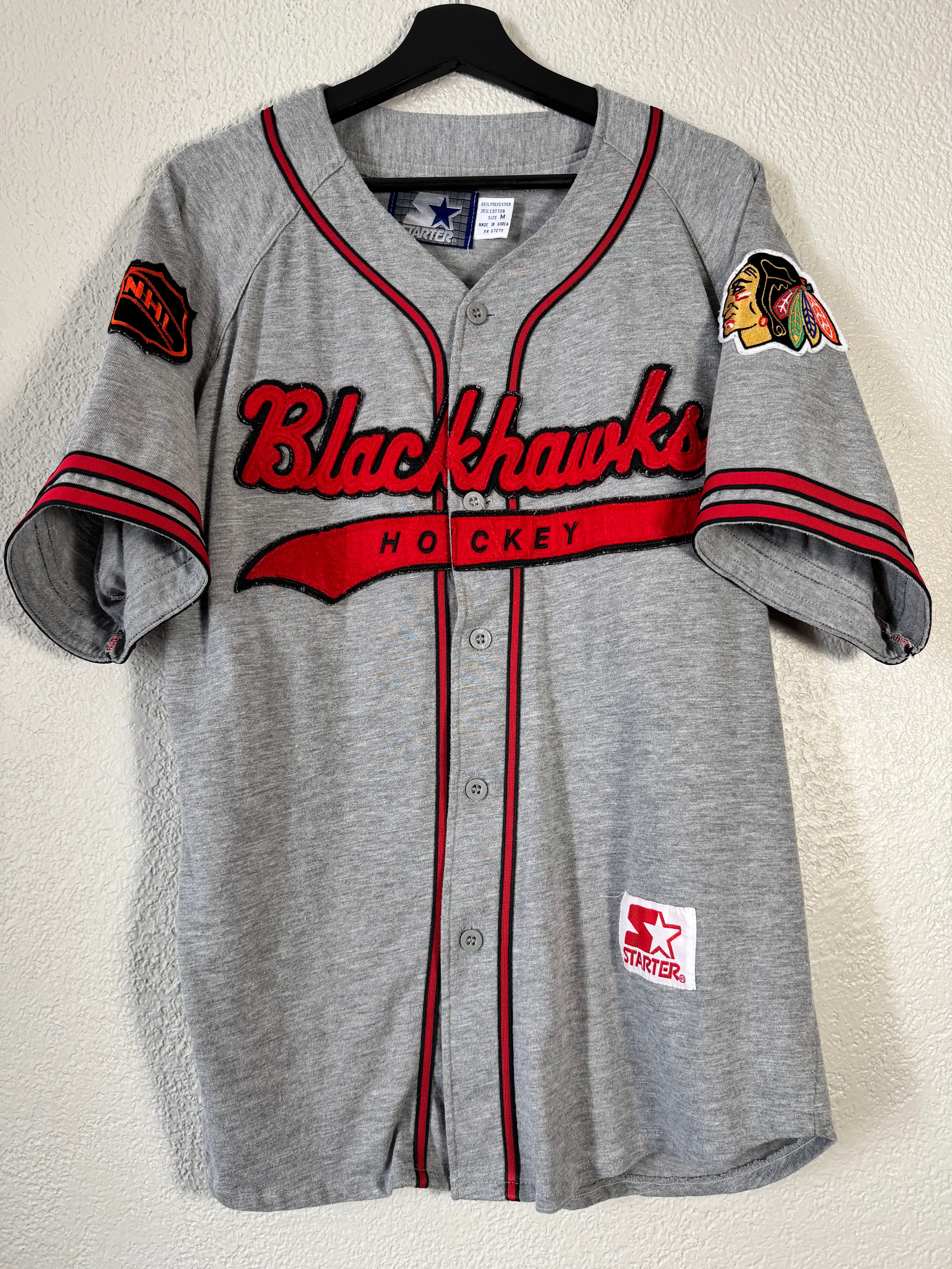 Vintage Starter Chicago Blackhawks Baseball Style Jersey Size M