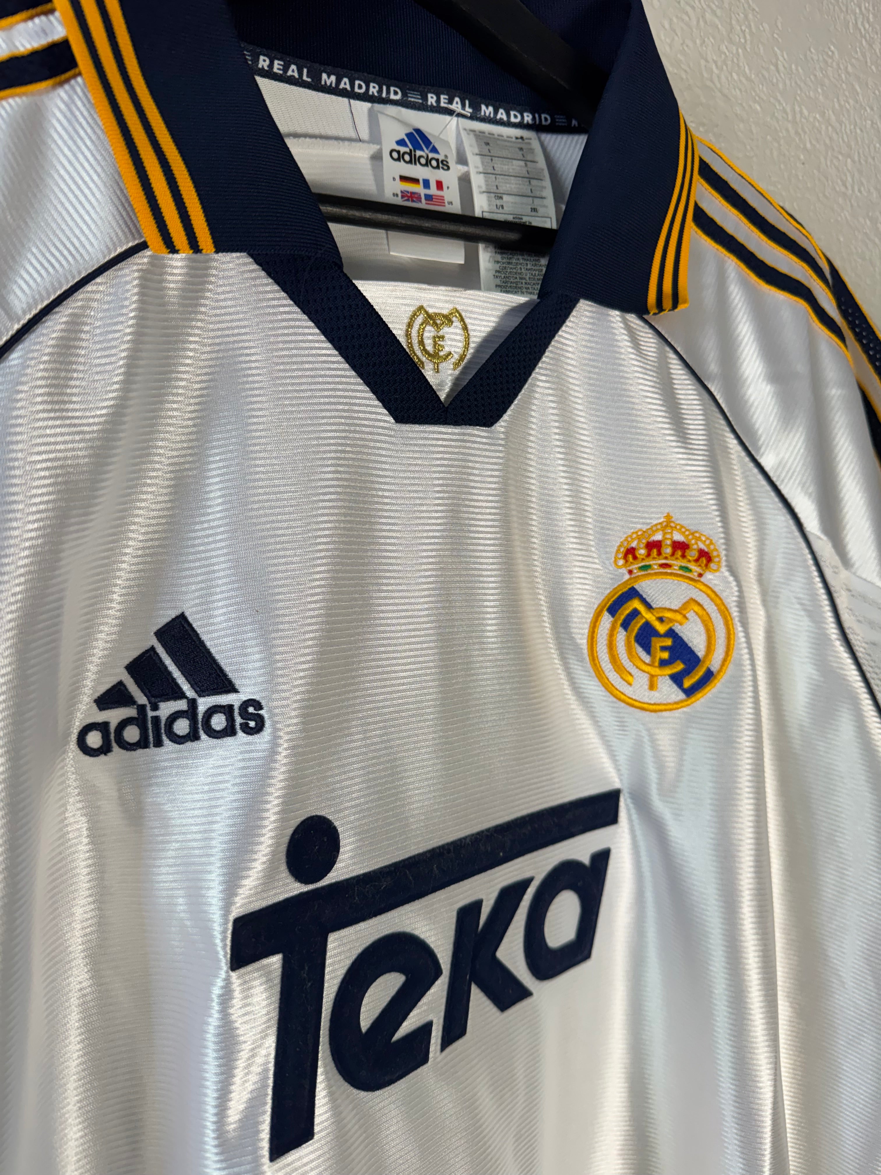 REAL MADRID JERSEY REISSUE HOME FOOTBALL SHIRT 1998 - 2000 ADIDAS JERSEY SIZE LARGE