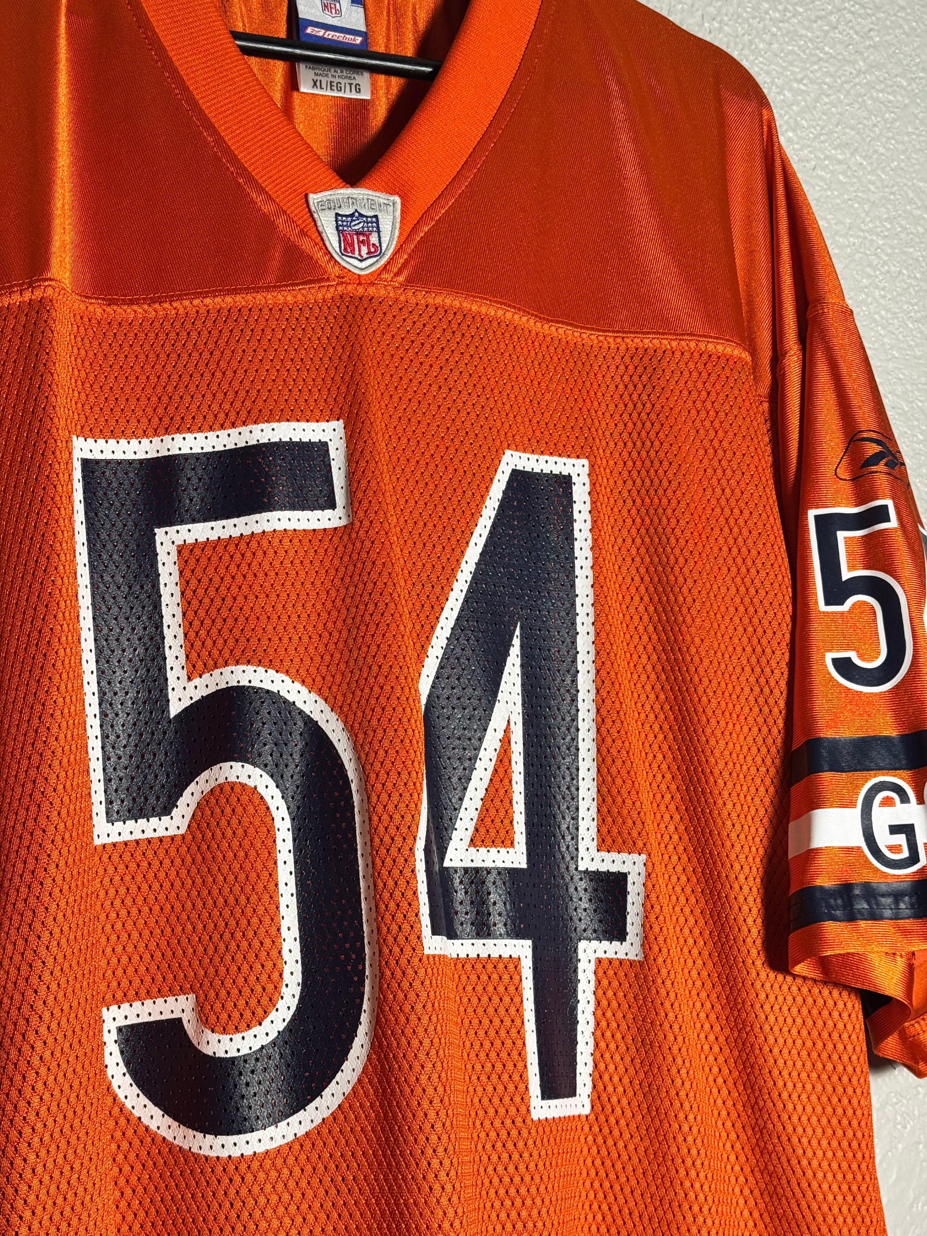 Vintage Chicago Bears Reebok On Field Brian Urlacher Orange Size XL