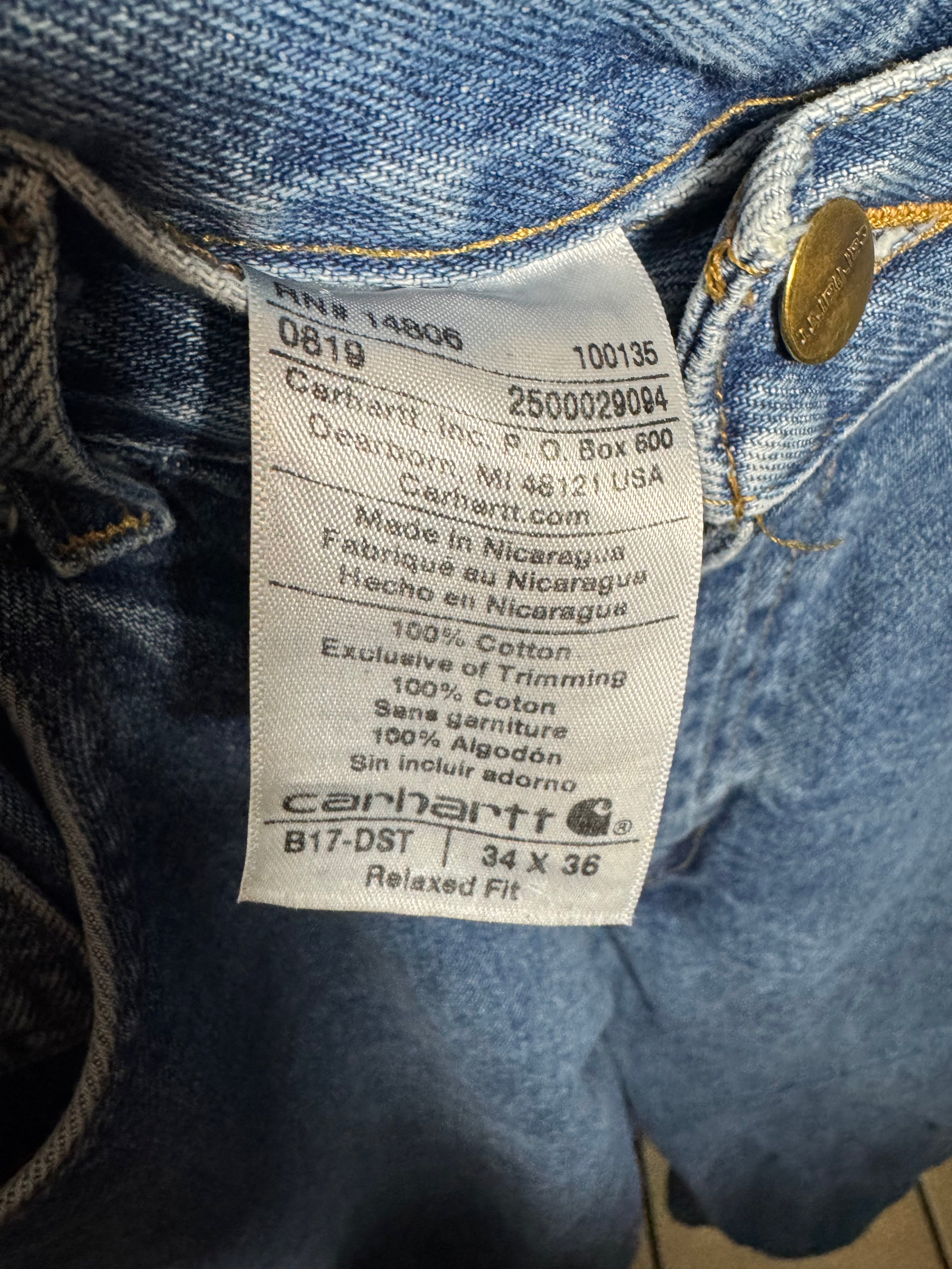 Carhartt Blue Denim Jeans Size 34x36