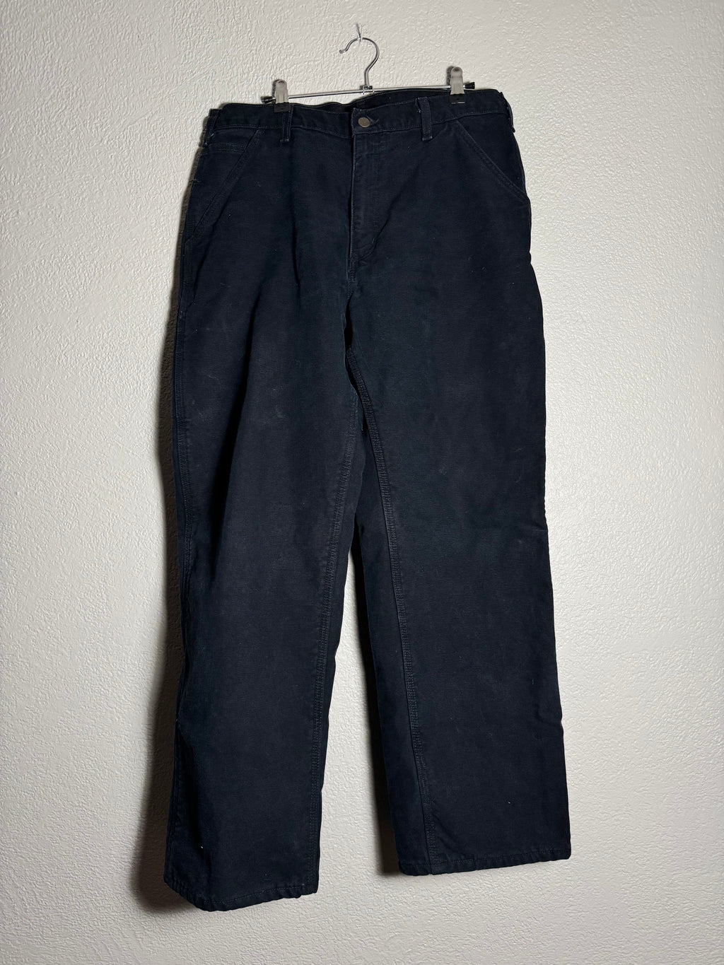 Carhartt Mens Flannel Black Lined Jeans Relaxed Fit 34x30