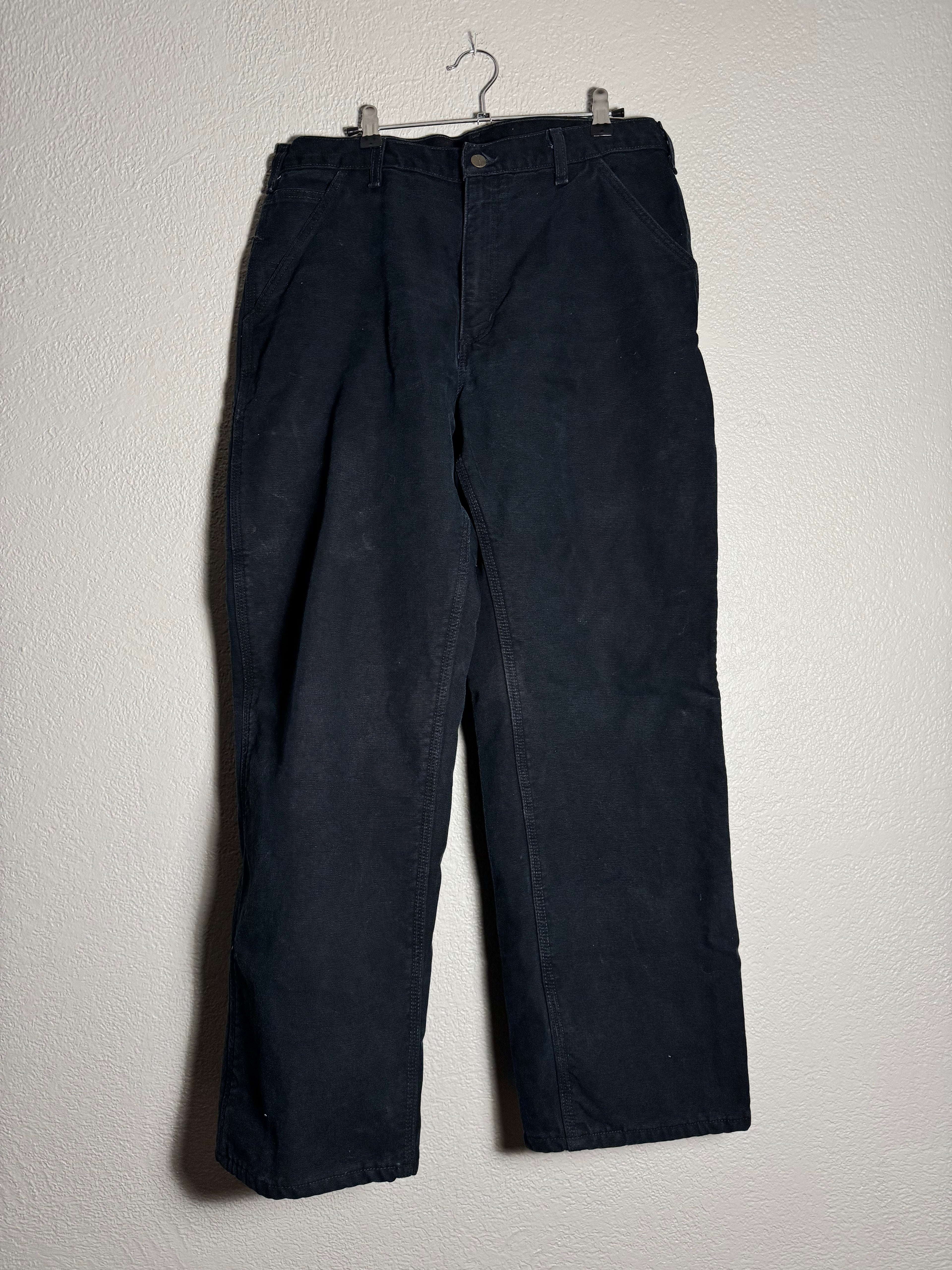 Carhartt Mens Flannel Black Lined Jeans Relaxed Fit 34x30