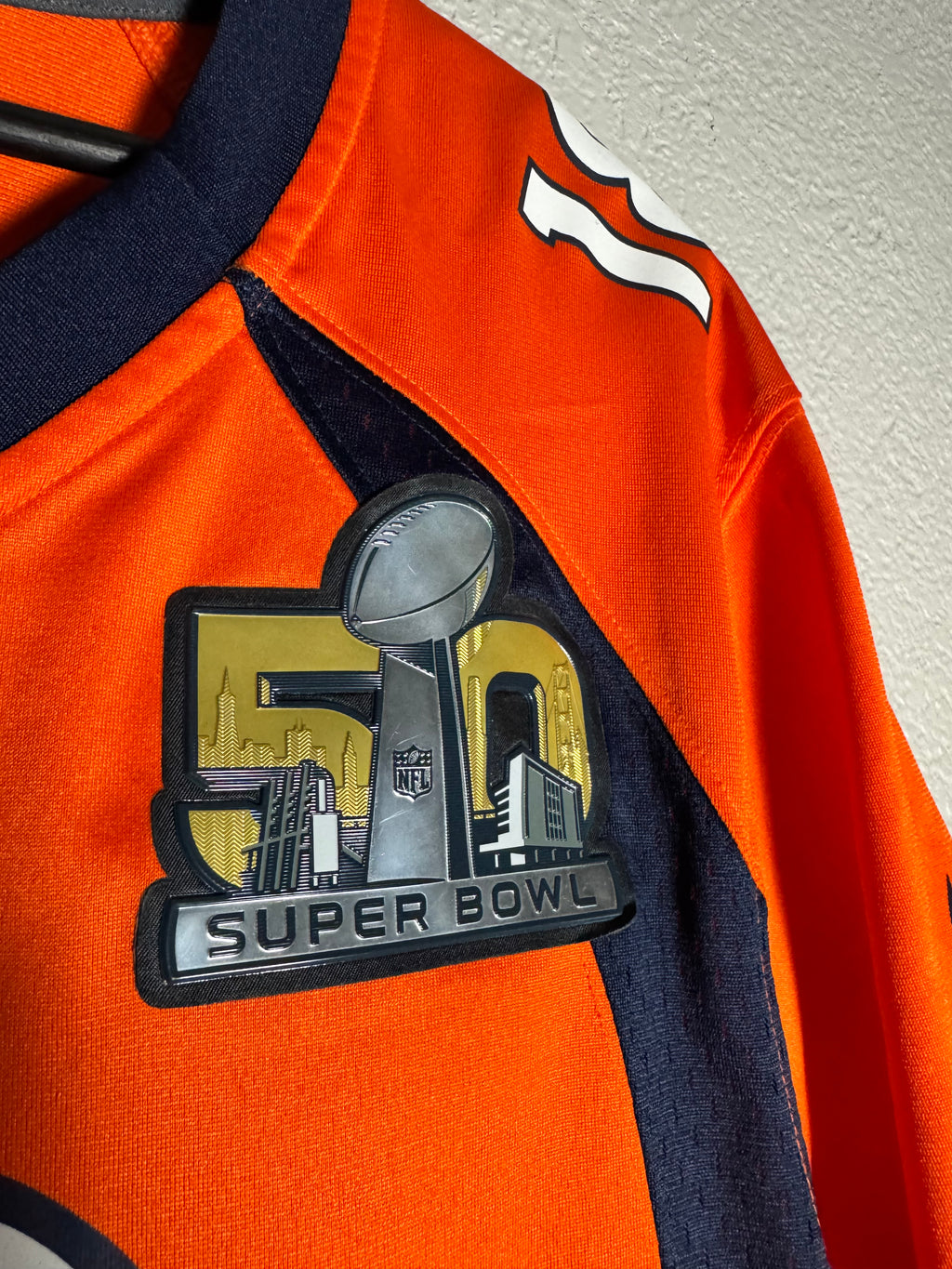Nike Denver Broncos #18 Peyton Manning NFL Jersey Super Bowl 50 Patch Size Medium