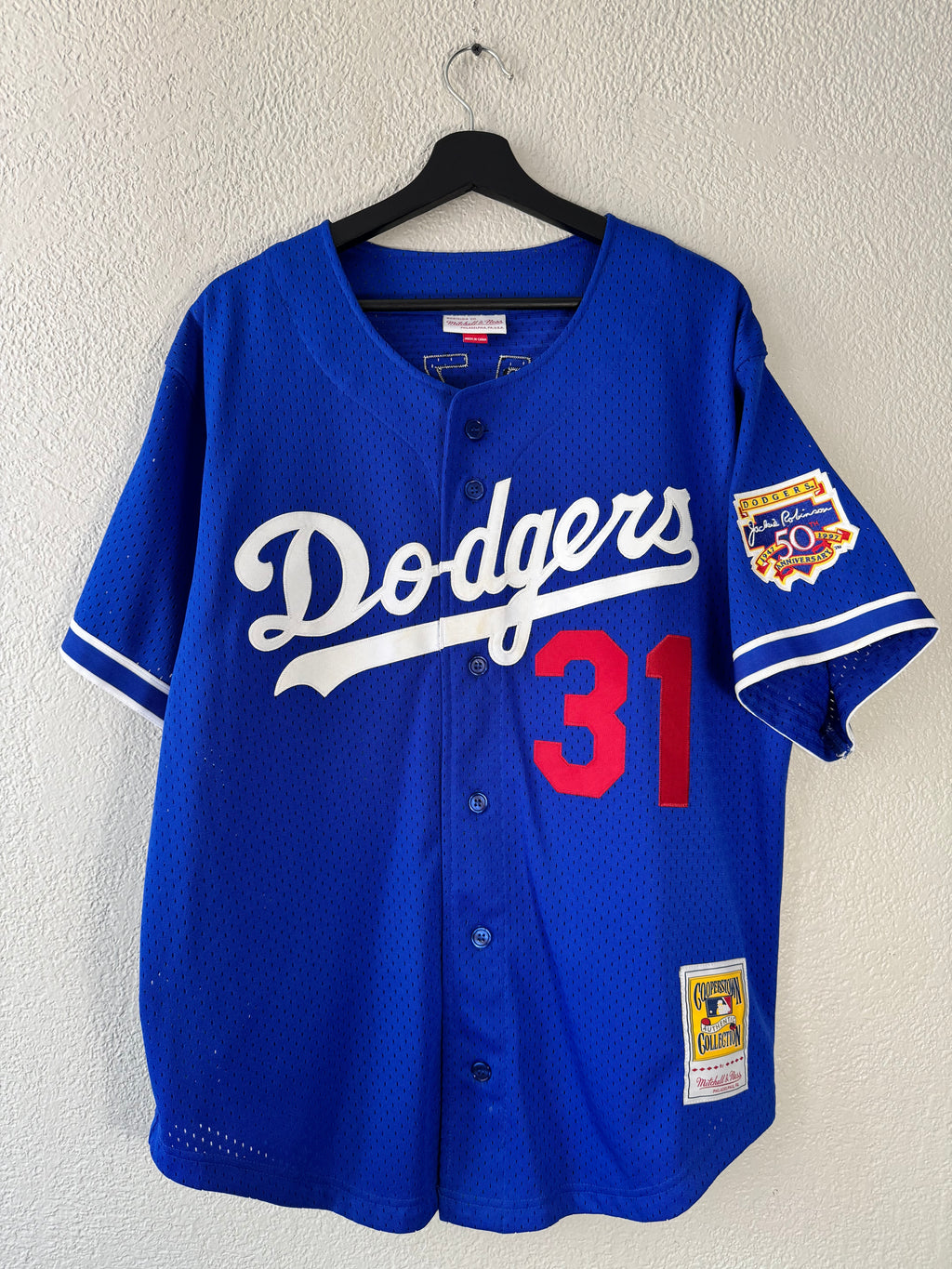 Mitchell & Ness Sewn Jersey Mike Piazza #31 Dodgers Jackie 50th Jersey Size 44 Large