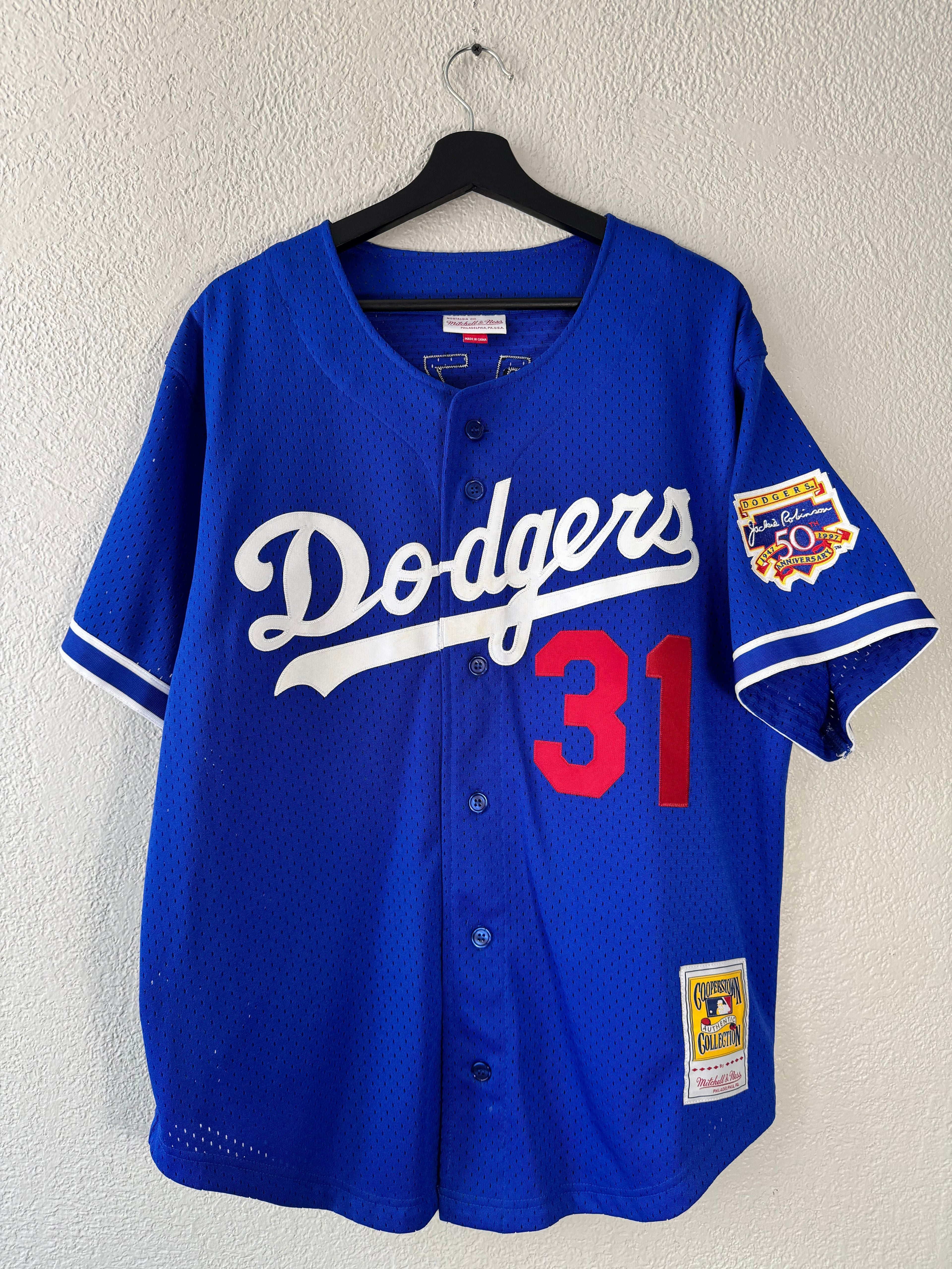 Mitchell & Ness Sewn Jersey Mike Piazza #31 Dodgers Jackie 50th Jersey Size 44 Large