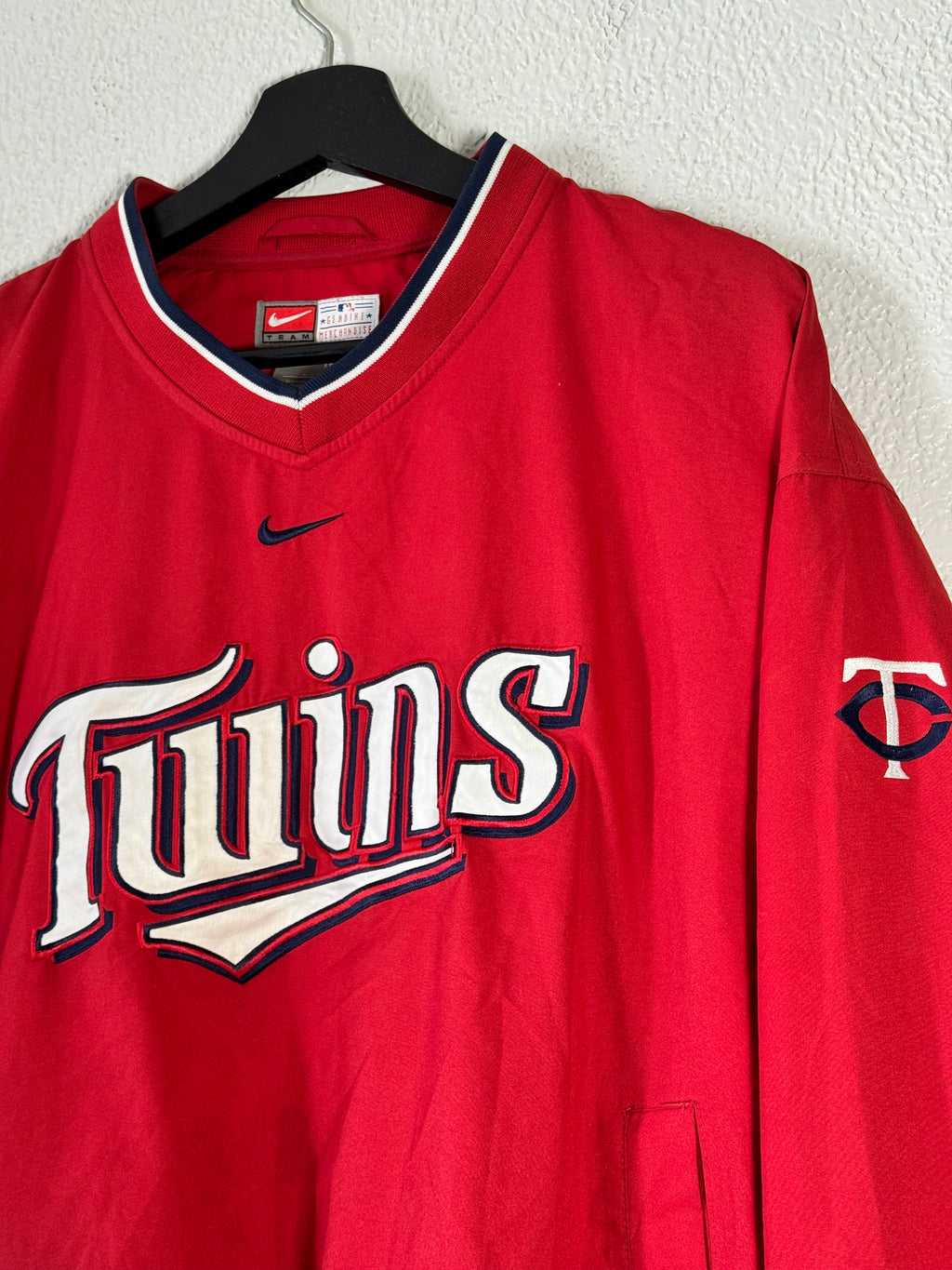 Vintage Nike Minnesota Twins Jacket Red Windbreaker Center Swoosh Pullover Size Medium