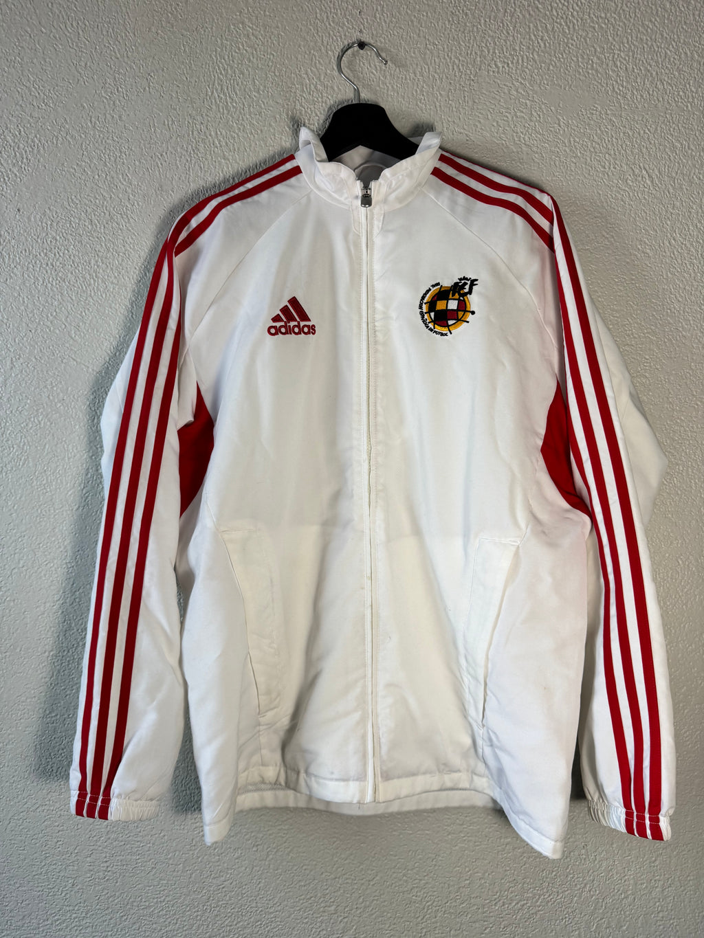 ADIDAS SPAIN 2010 VINTAGE TRAINING FOOTBALL JACKET WHITE SOCCER JACKET ZIP SIZE XL
