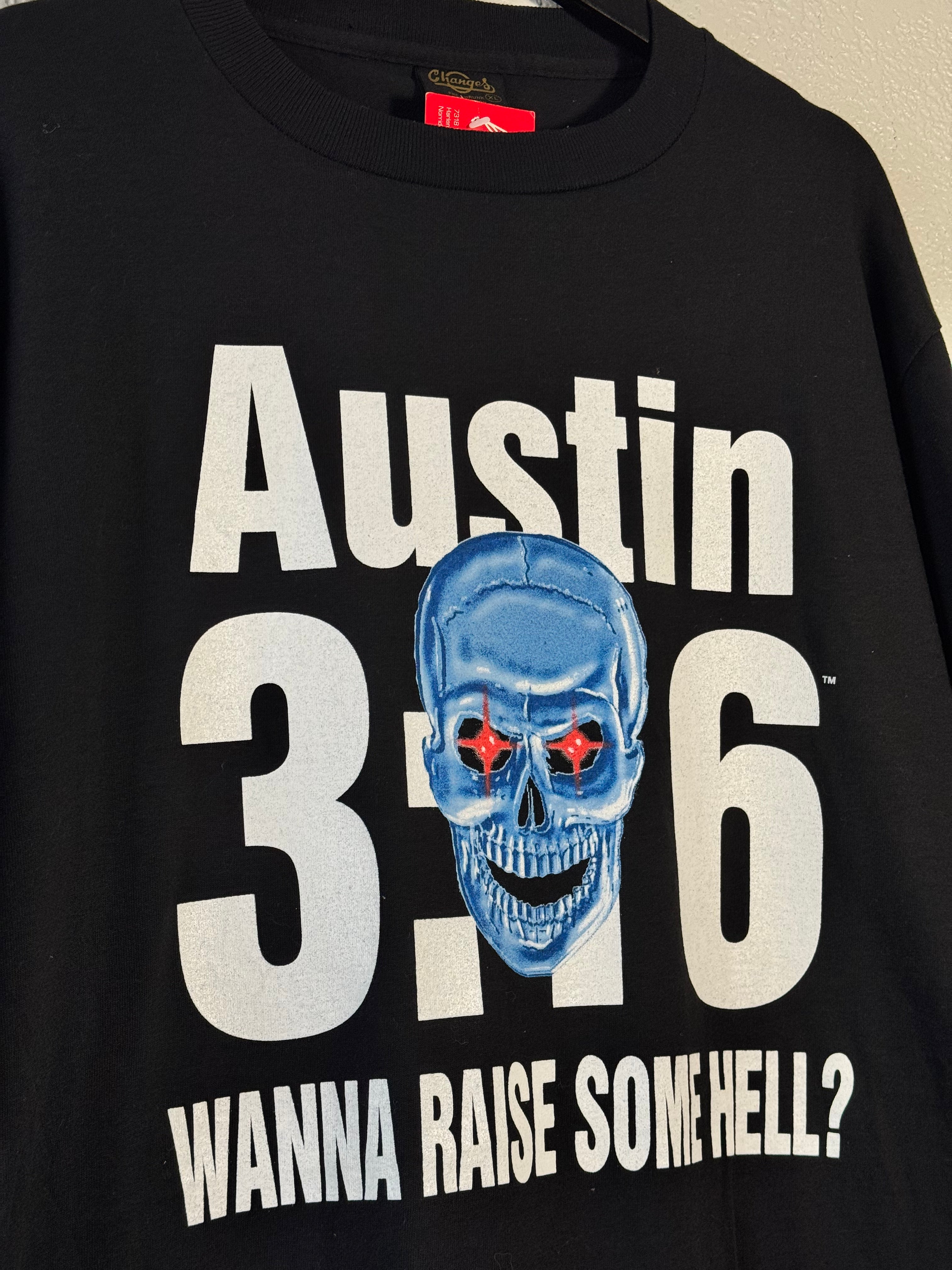 (NEW) Vintage WWF Austin 3:16 Blue Skull Shirt Mens Extra Large 98' Stone Cold
