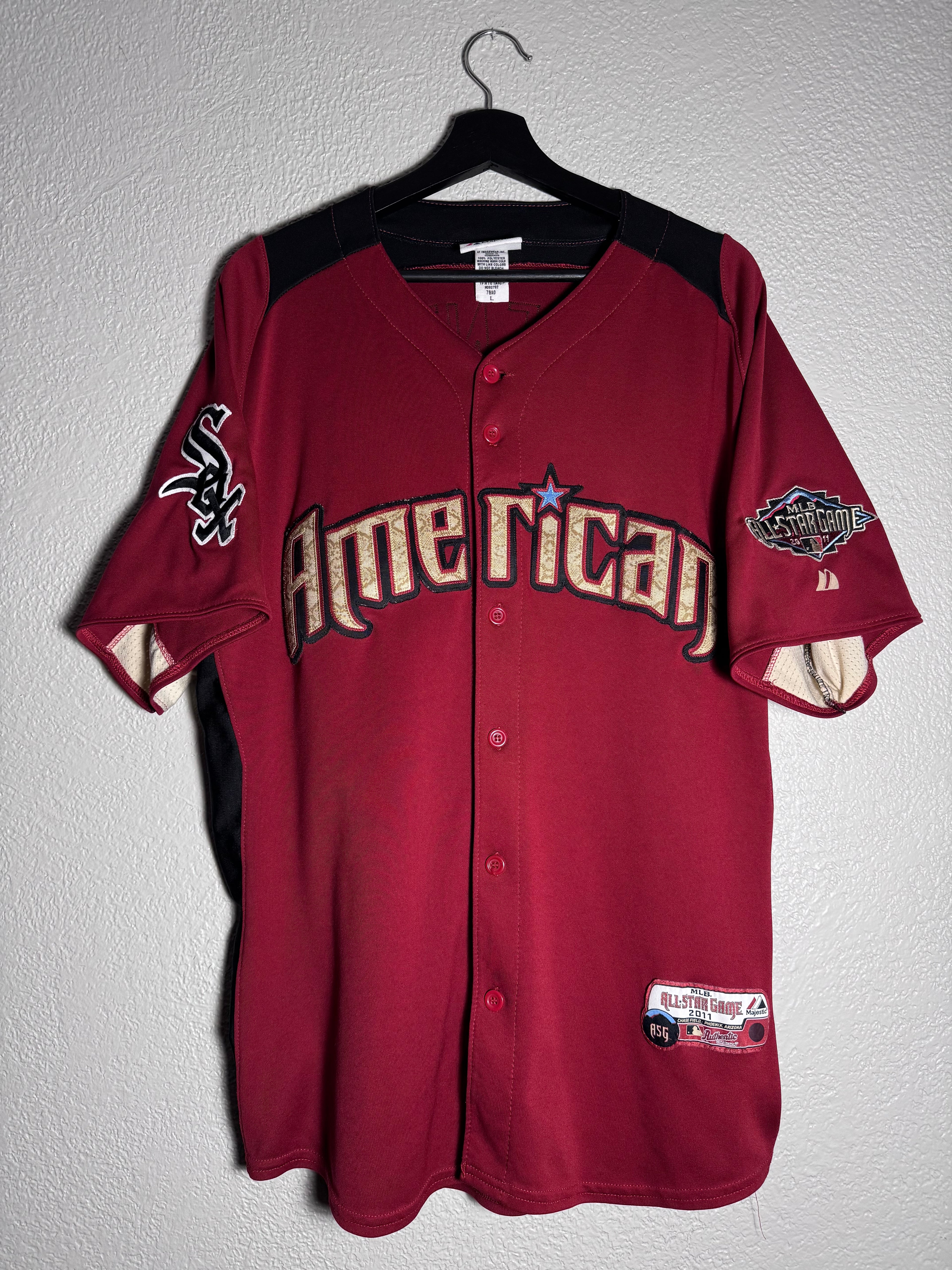 2011 All Star White Sox Carlos Quentin Majestic Cool Base Jersey Size L