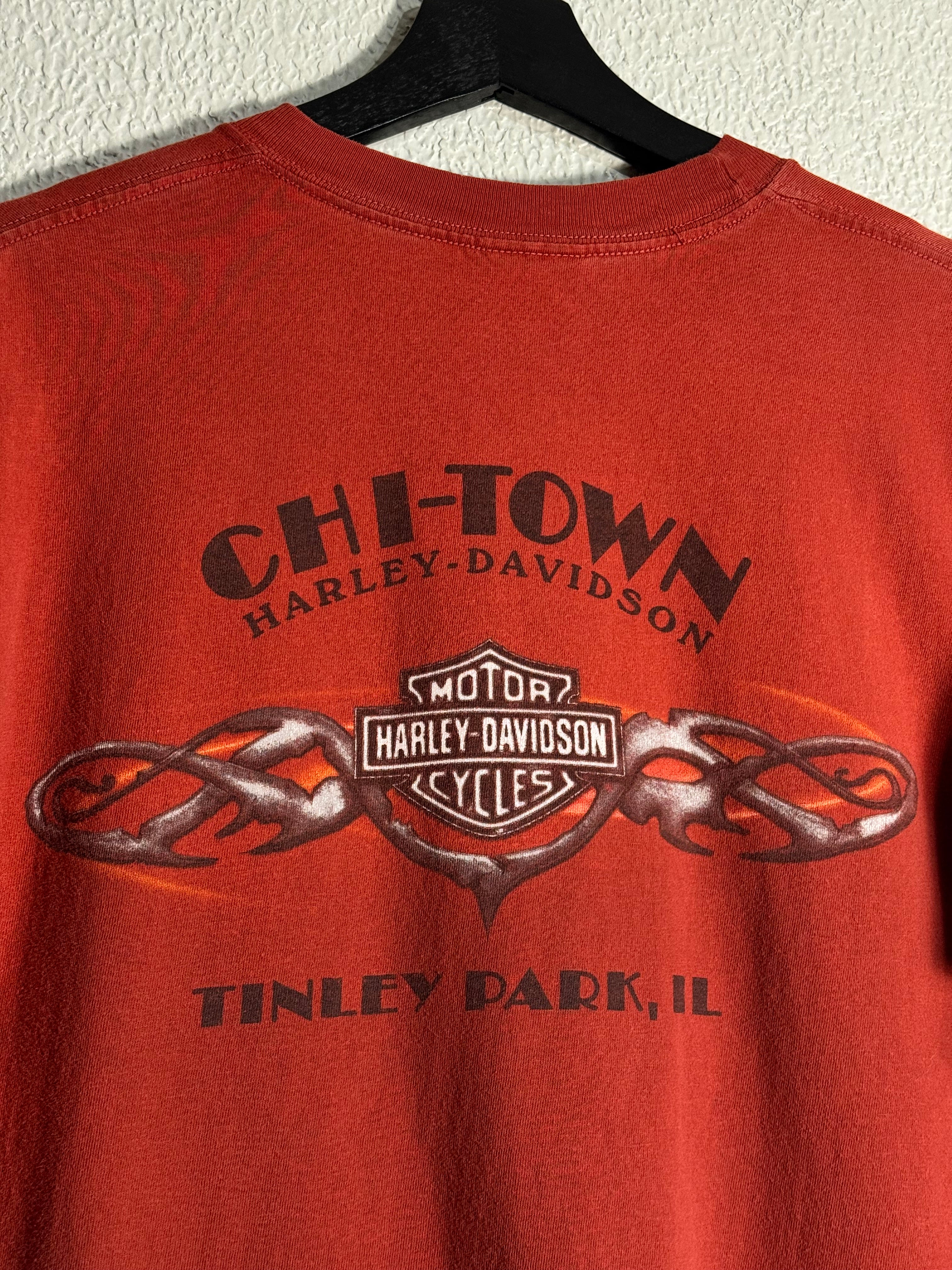 Vintage Harley Davidson Flames 2006 Chi-Town Shirt XL