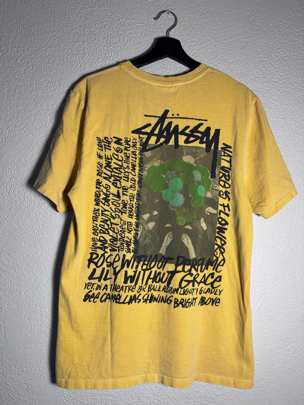 STUSSY CAMELLIAS PIGMENT DYED TEE - YELLOW