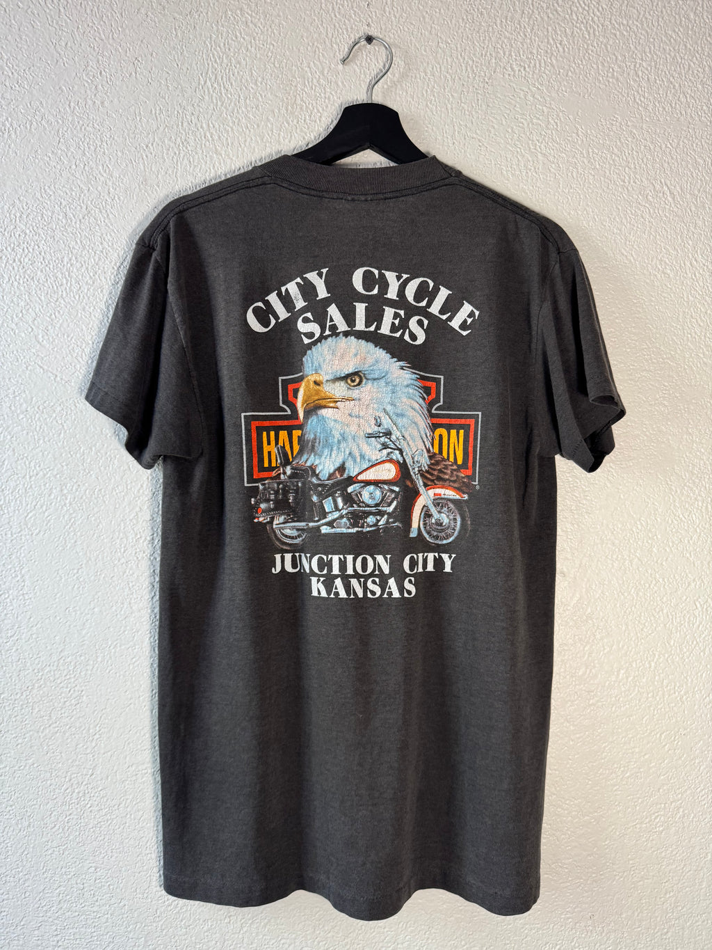 80s Harley Davidson 3D Emblem 1989 Rattlesnake Motorcycle Biker T-Shirt Size Medium
