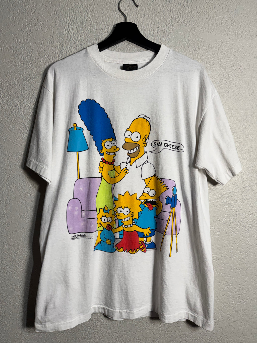 Vintage 1989 The Simpson’s Double Sided “SAY CHEESE” Short Sleeve Tee XL