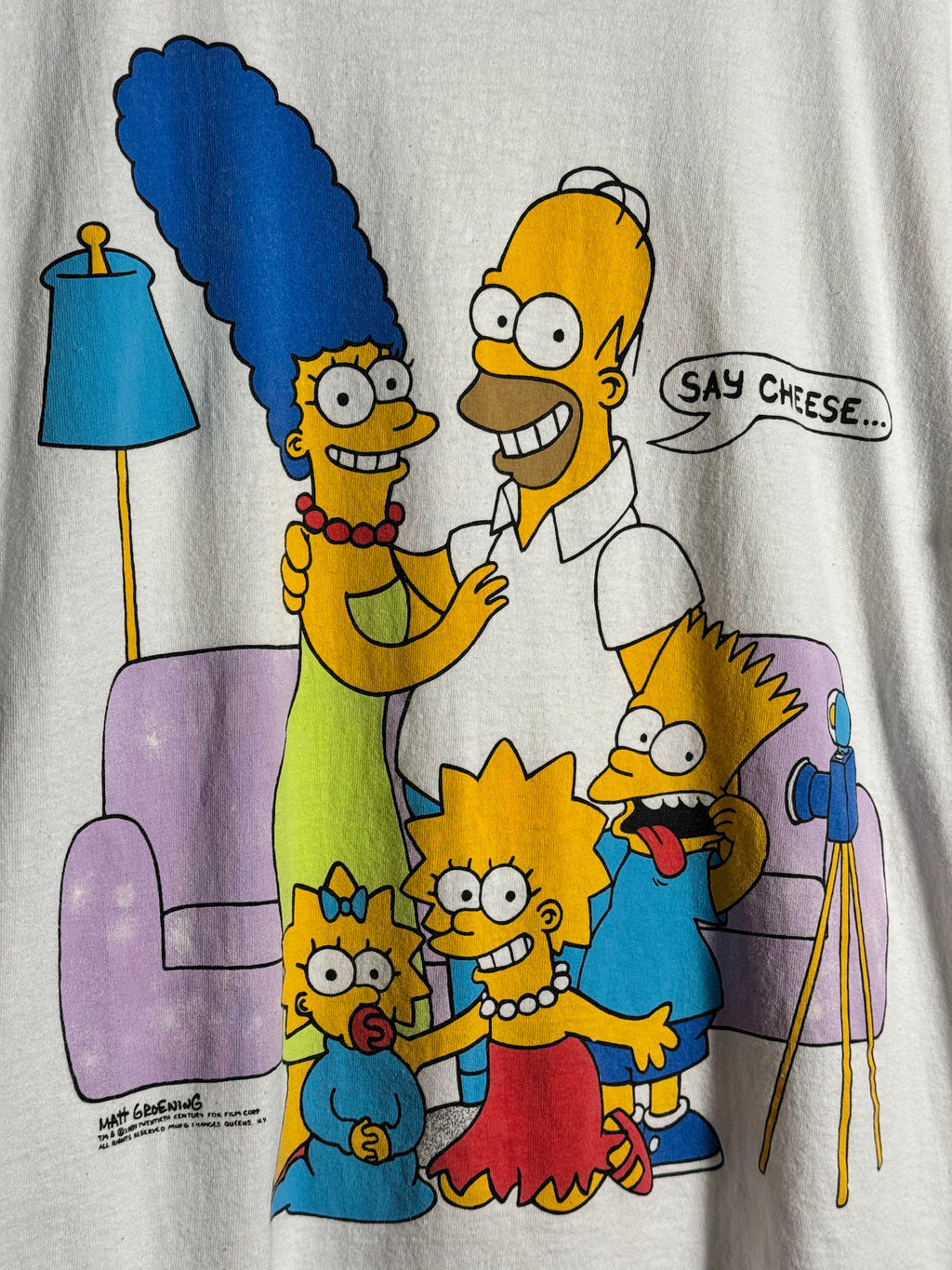 Vintage 1989 The Simpson’s Double Sided “SAY CHEESE” Short Sleeve Tee XL