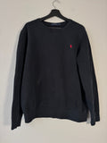 RALPH LAUREN Sweatshirt Pullover Crew Neck Black Red Logo Size Large
