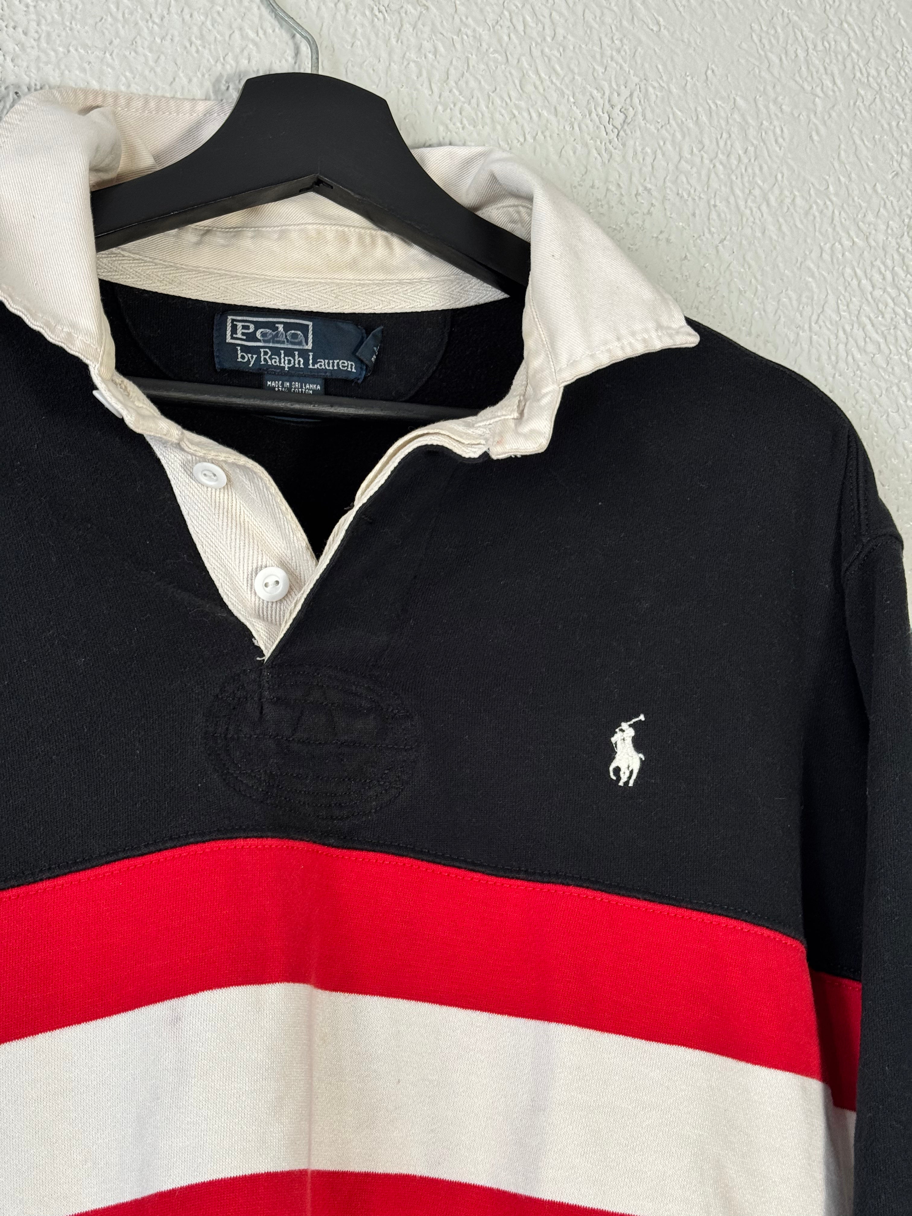 Vintage polo Ralph Lauren black and red rugby long sleeve Size XL