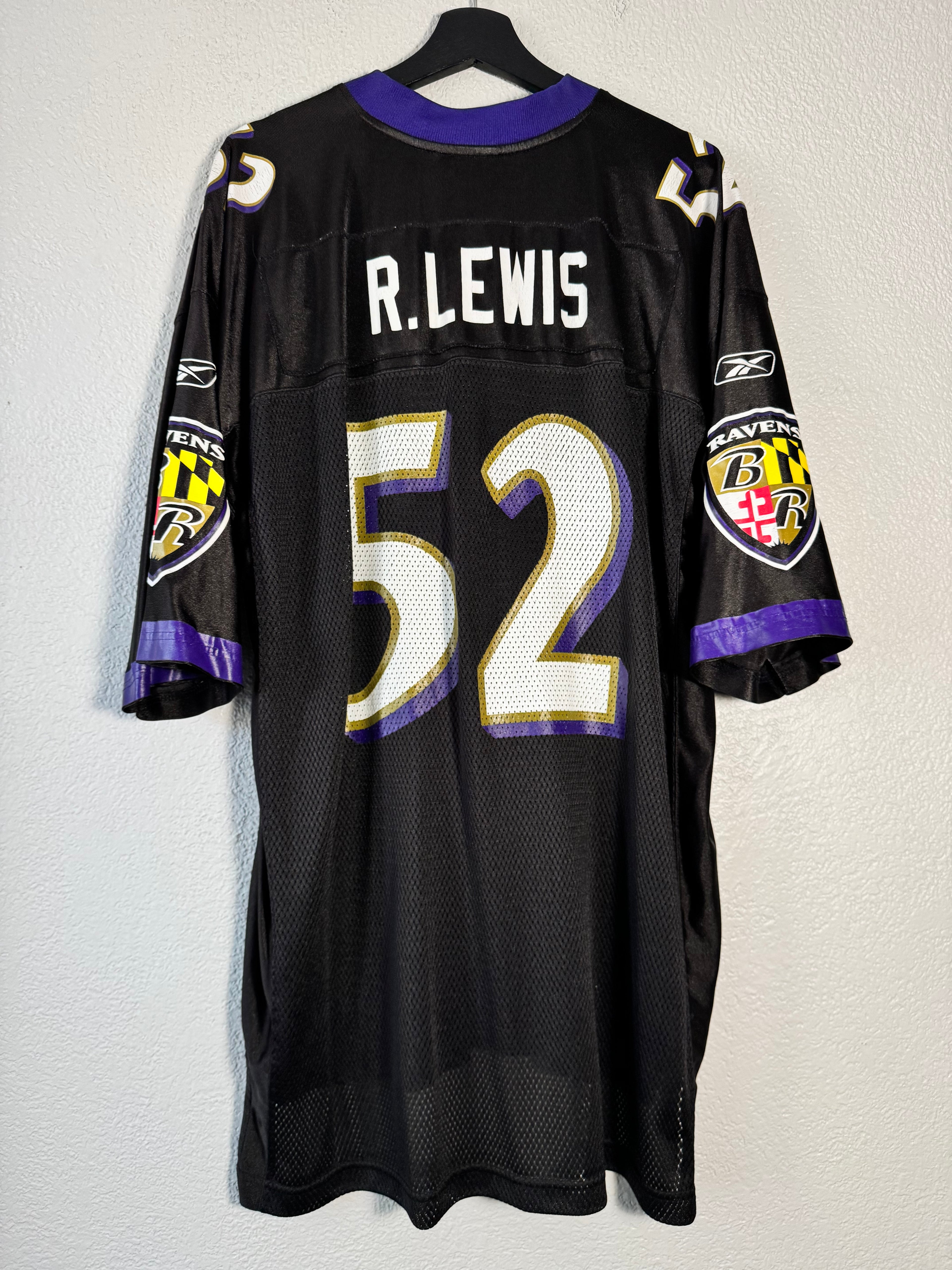 Vintage Reebok NFL Baltimore Ravens 52 Ray Lewis Jersey XL
