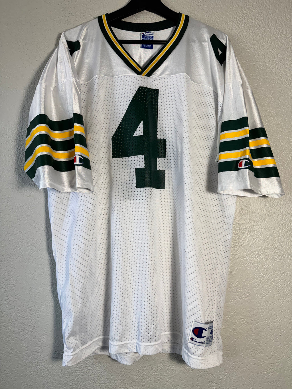 Vtg Green Bay Packers Favre Champion Jersey Size 48 White XL