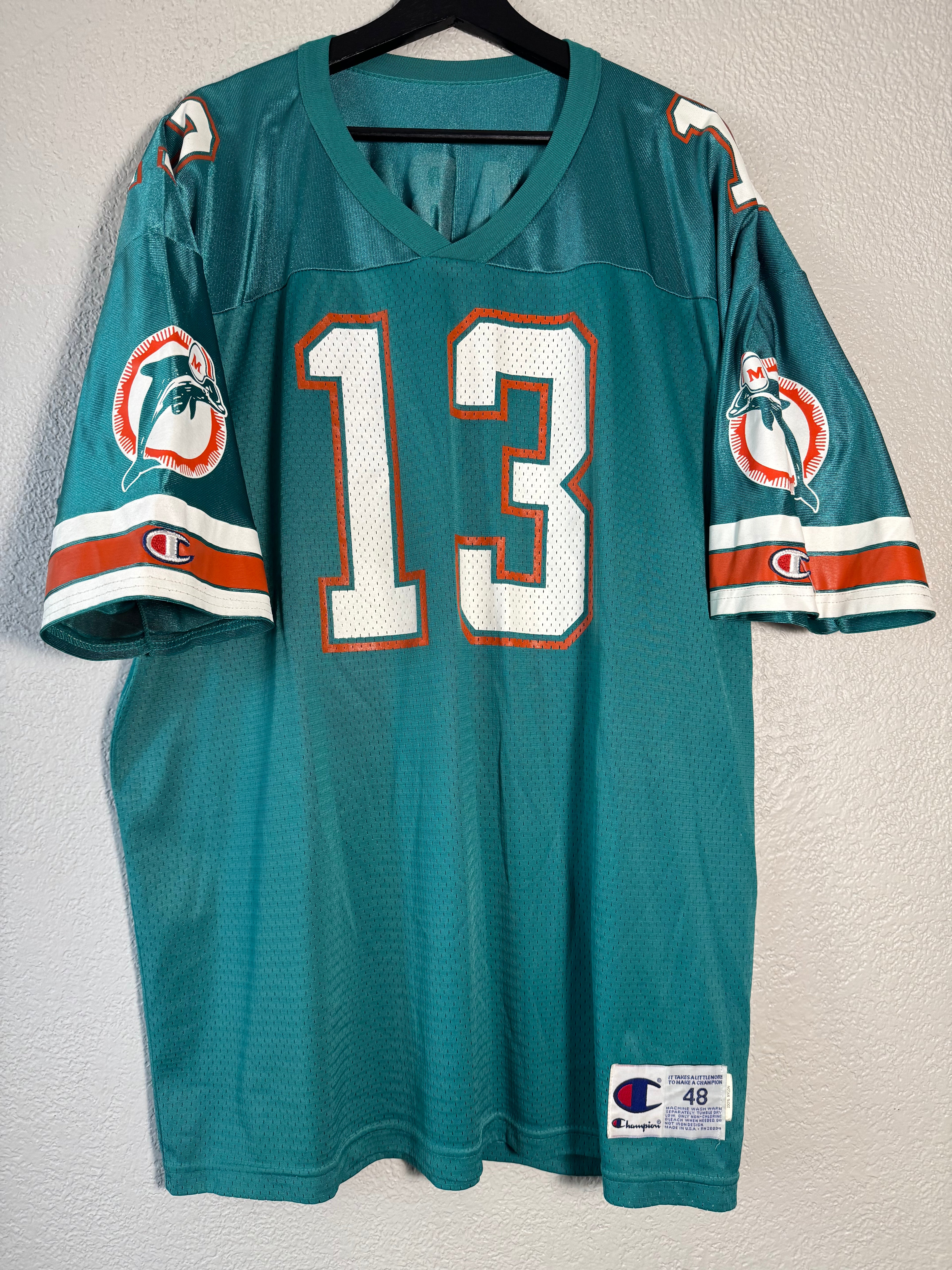 Vintage 90s Champion x Miami Dolphins Jersey #13 Dan Marino Size XL 48