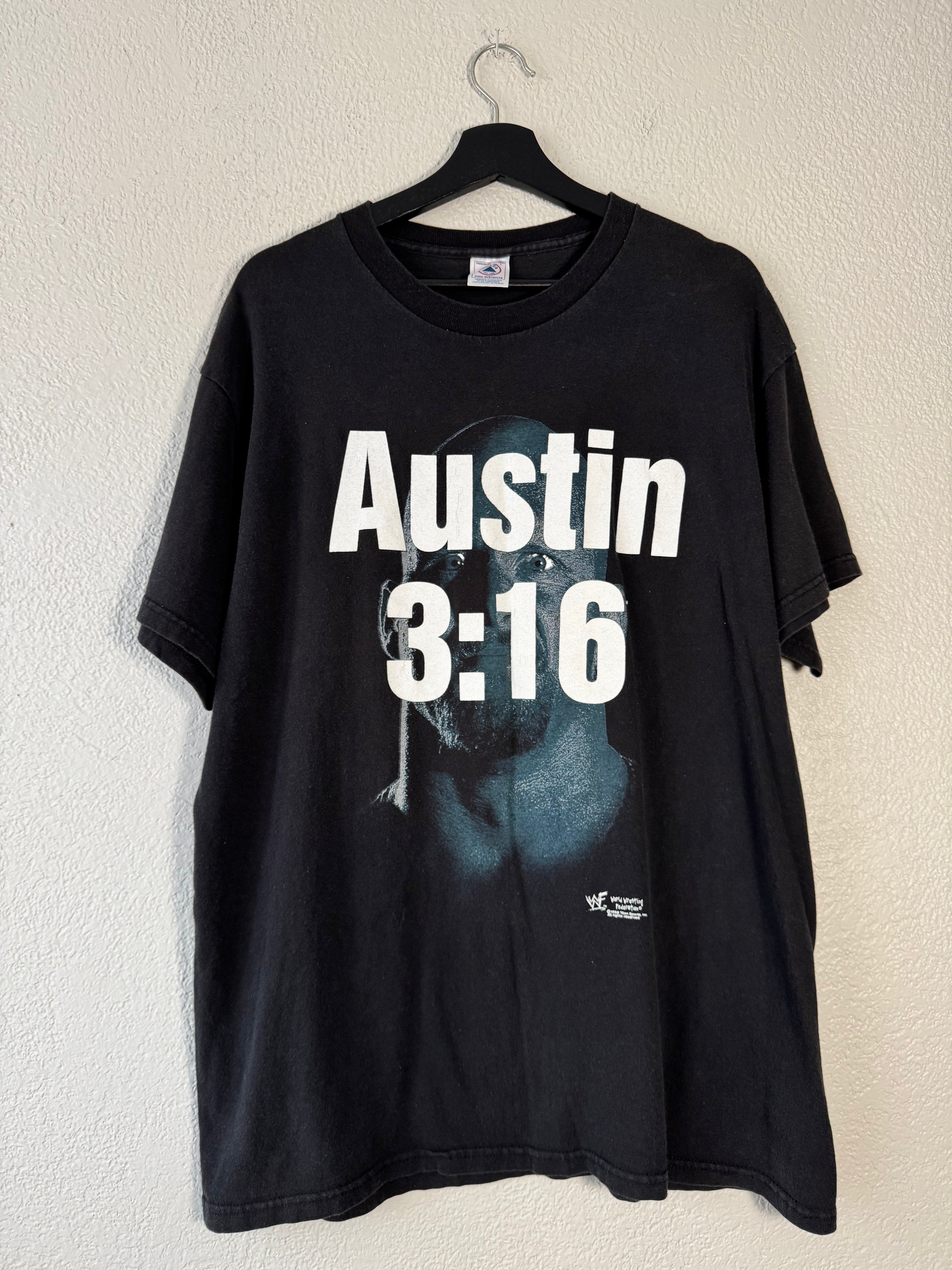 VTG 1998 WWF Stone Cold Austin 3:16 Shirt Black Double Sided Size Large