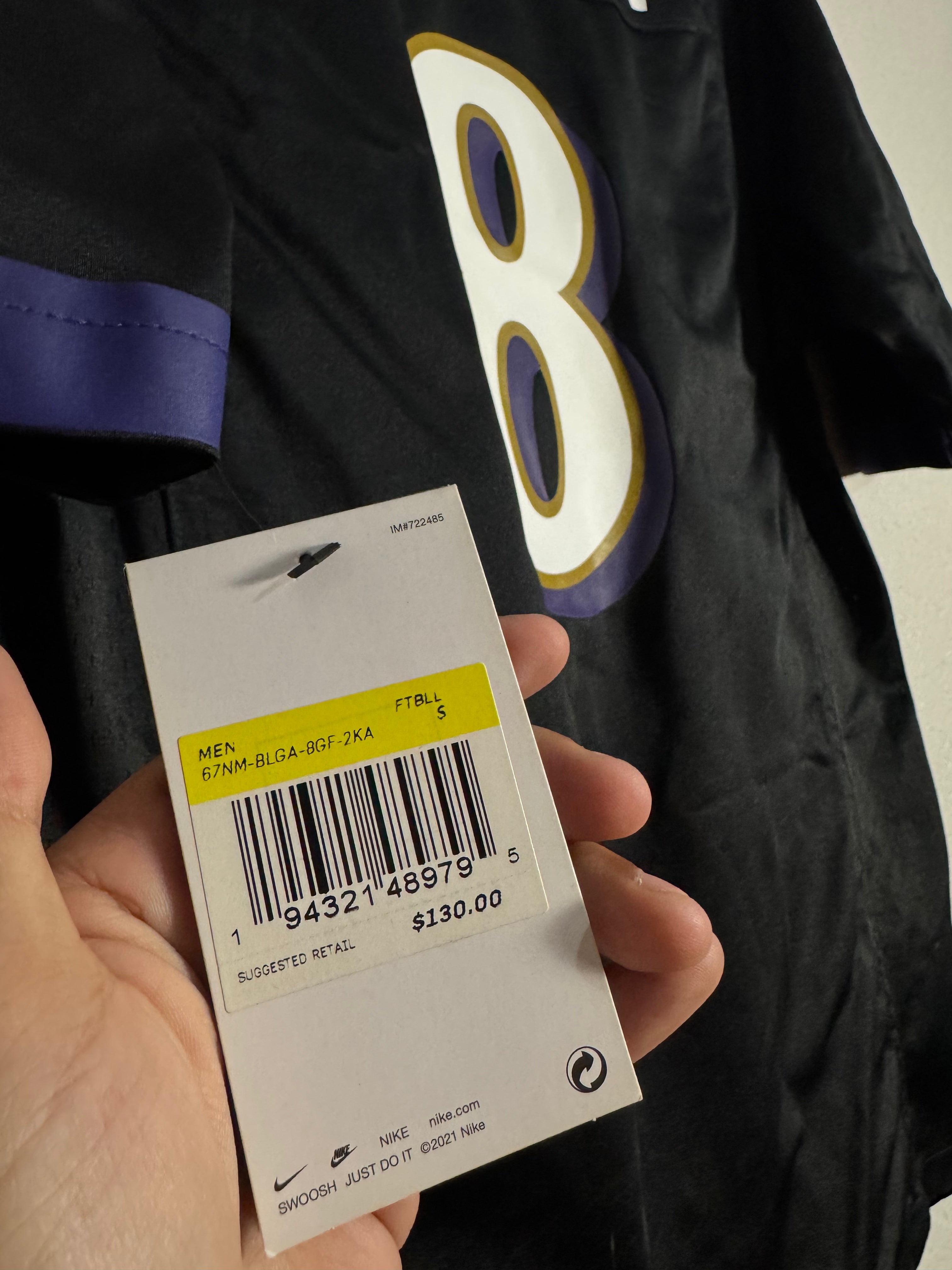 (NEW) Nike Ravens Lamar Jackson #8 Black Jersey Size Small