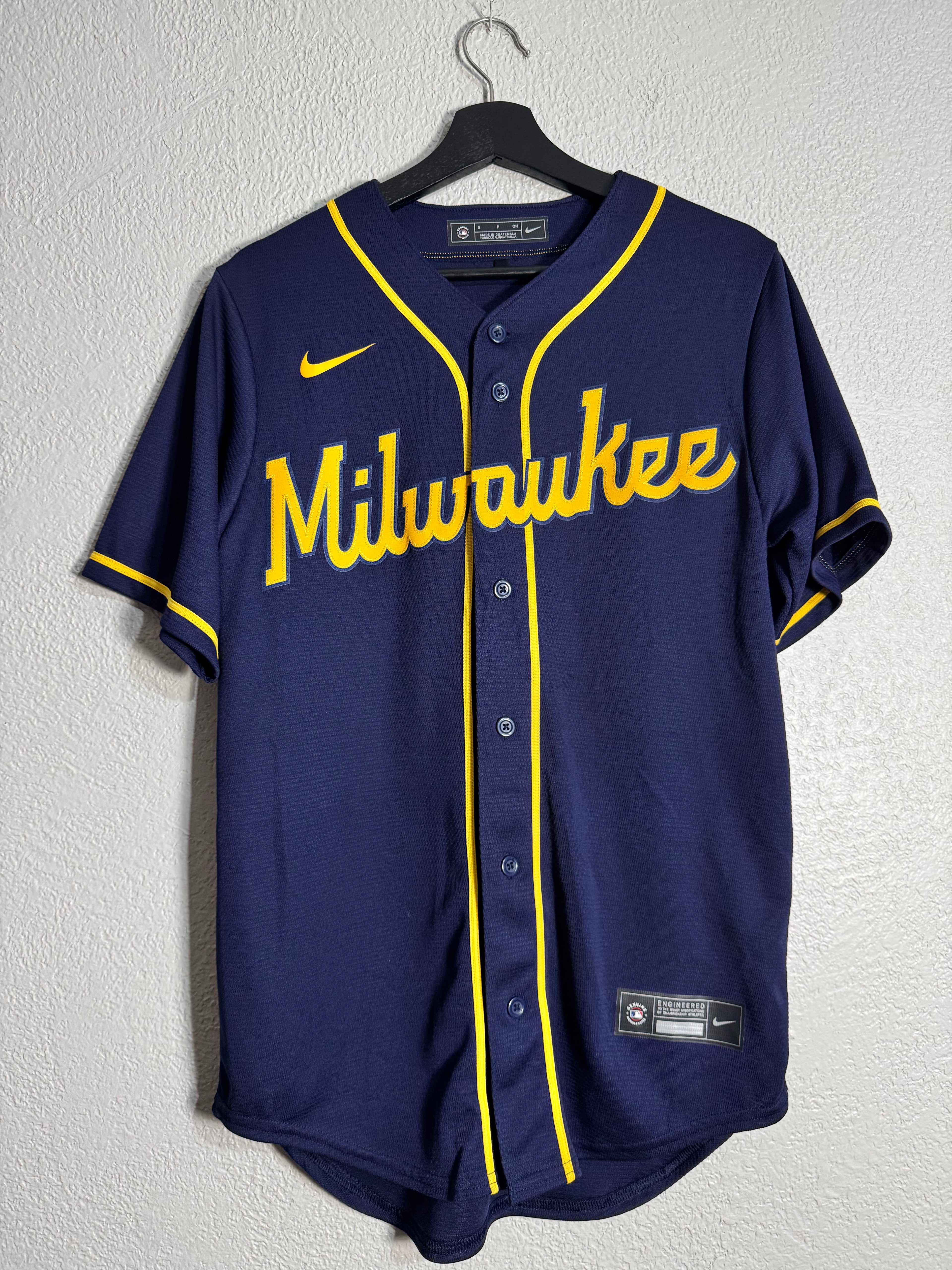 Milwaukee Brewers Christian Yelich Nike Navy Alternate Limited Jersey Size Small