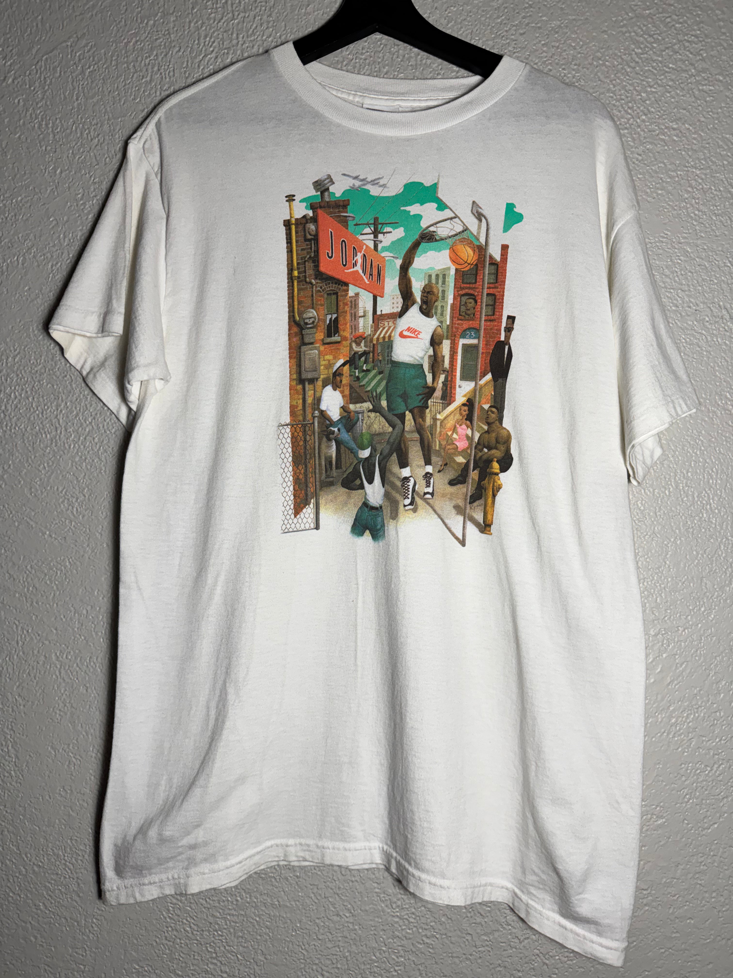 Vintage Nike Air Michael Jordan Hoop Heroes Mark Ryden Art Shirt 90's Size XL