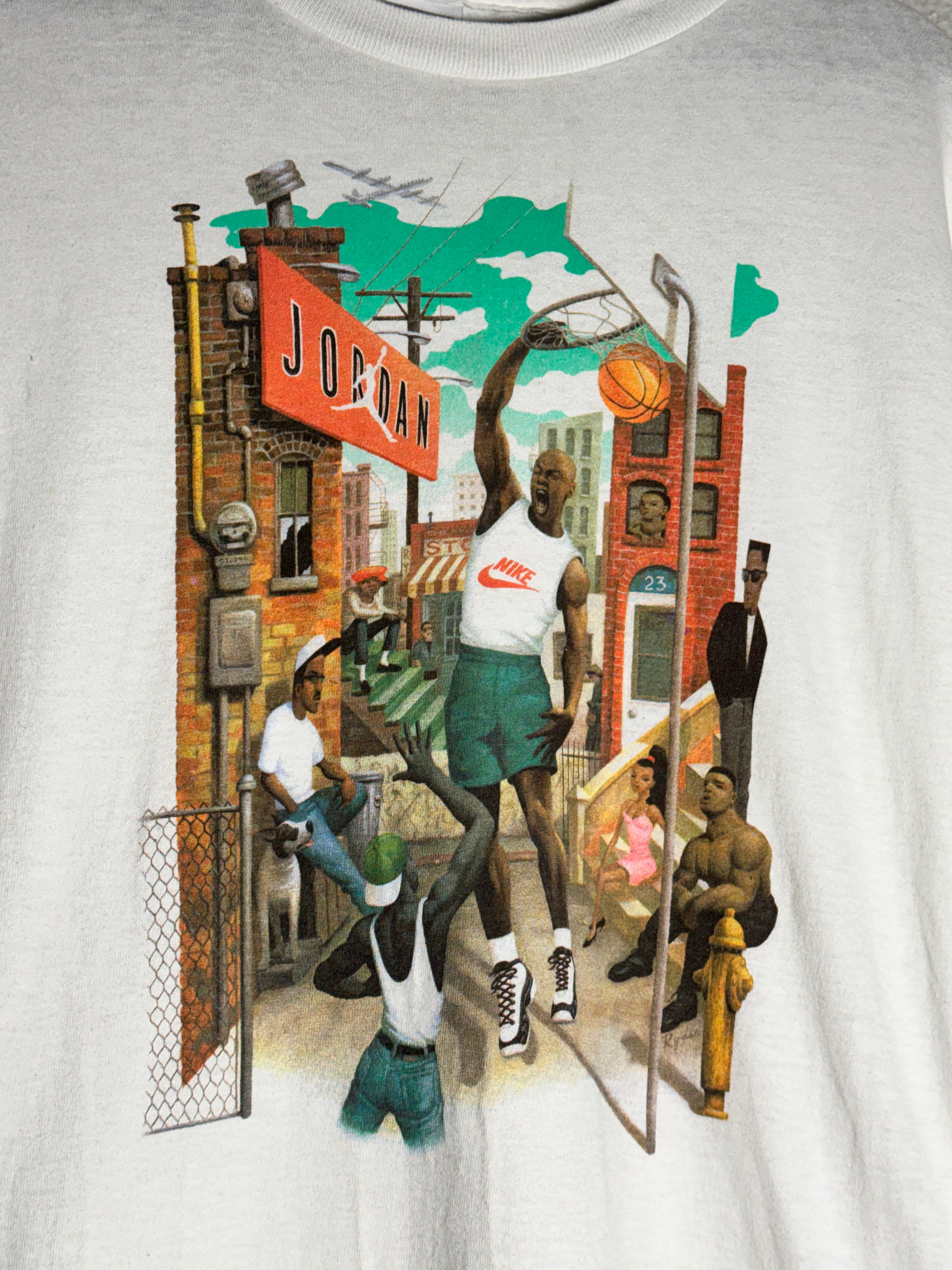 Vintage Nike Air Michael Jordan Hoop Heroes Mark Ryden Art Shirt 90's Size XL