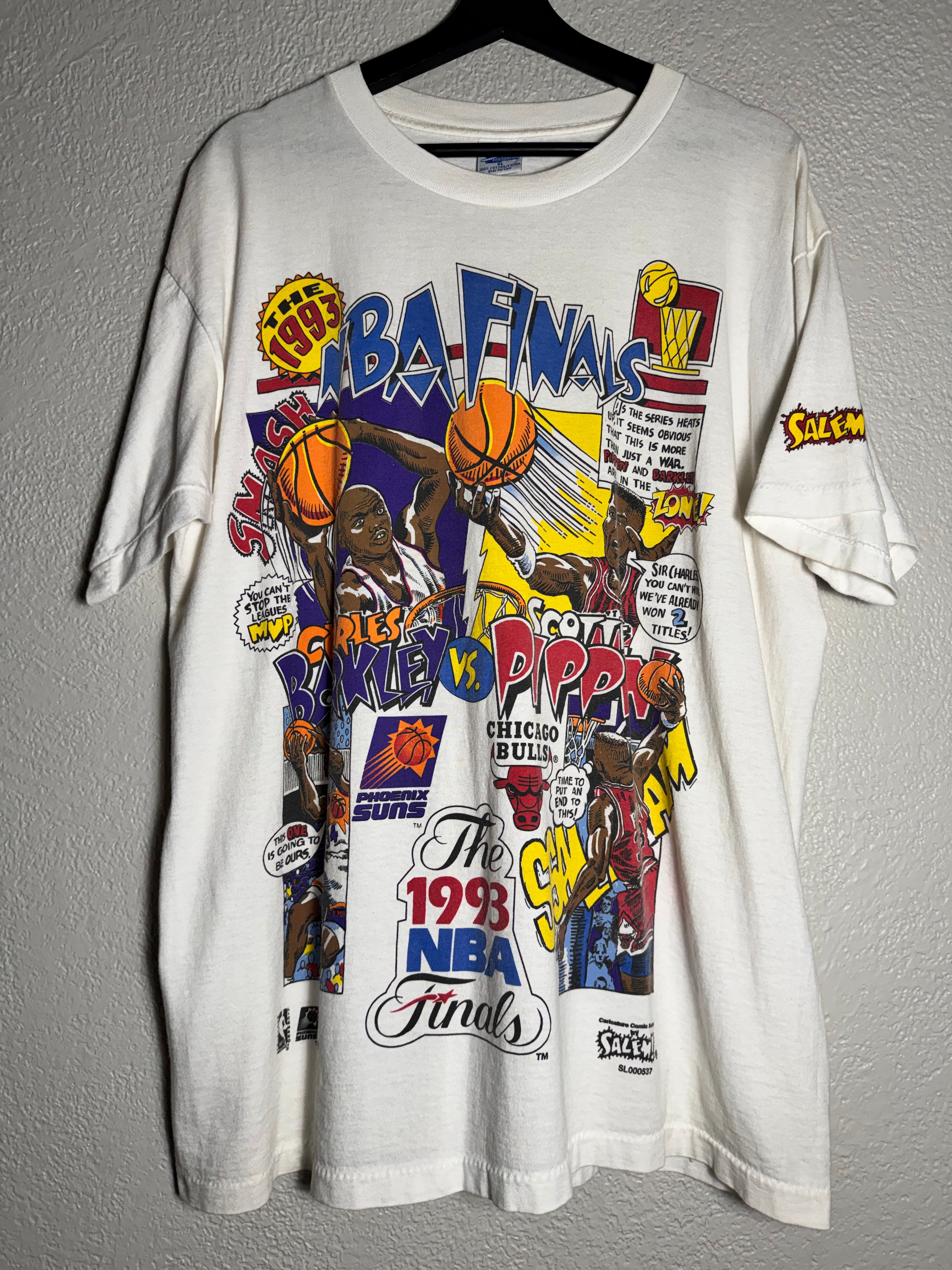 Vintage 90s Salem Suns Bulls Barkley vs Pipen 1993 Finals T Shirt Size XL