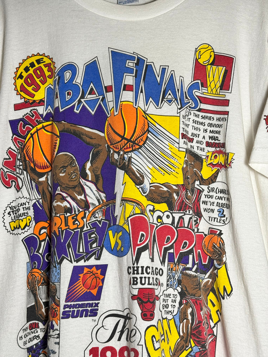 Vintage 90s Salem Suns Bulls Barkley vs Pipen 1993 Finals T Shirt Size XL
