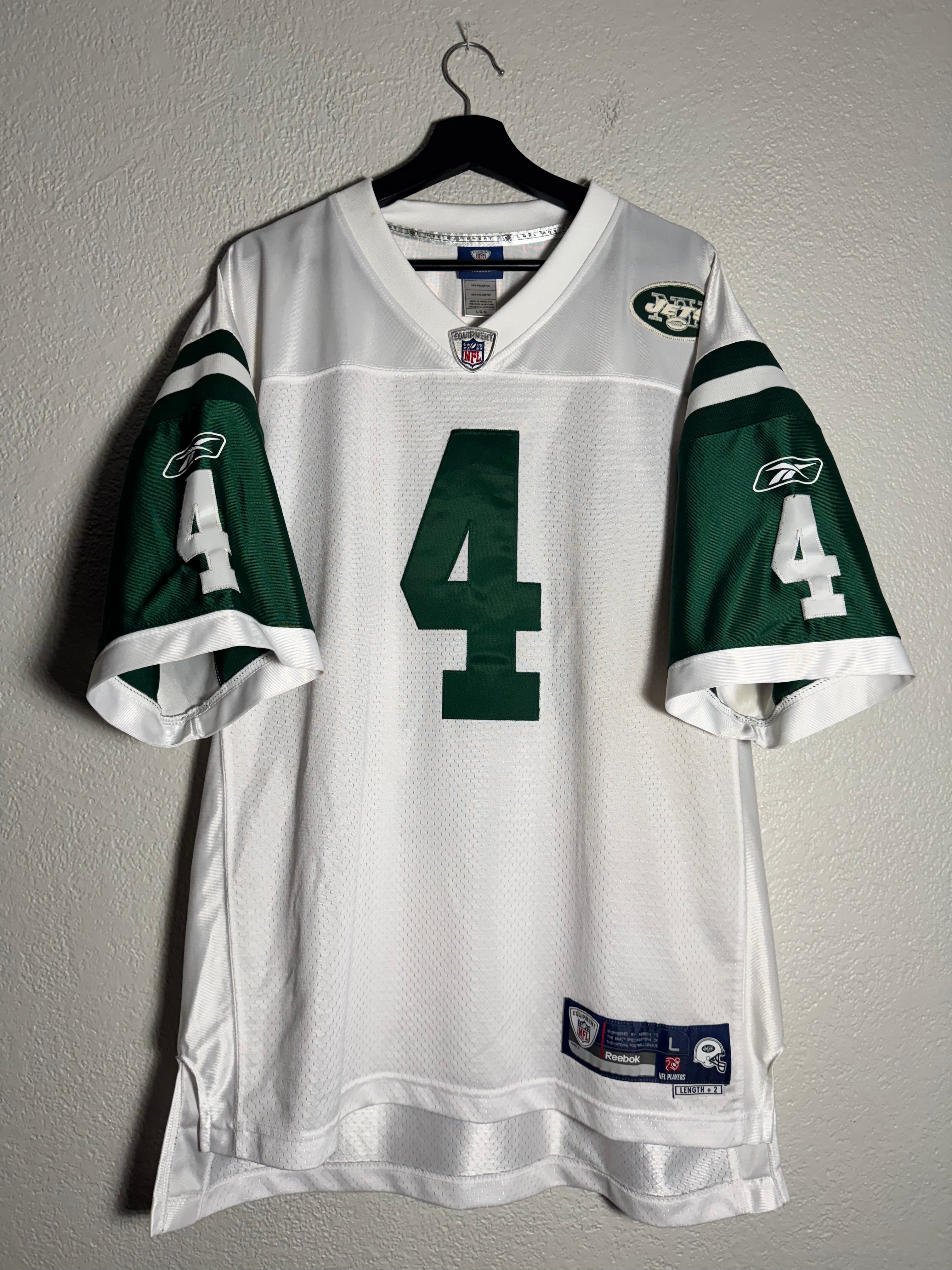 Reebok Brett Favre New York Jets On Field Jersey Sewn White Away NFL Size Large