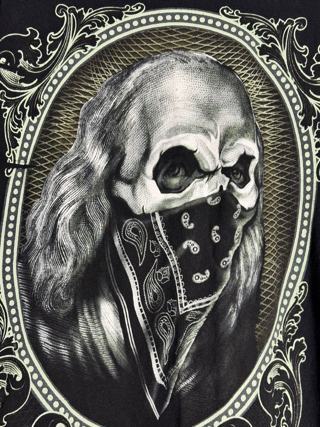 Vintage Y2K Benjamin Franklin Skull T-shirt Size Medium