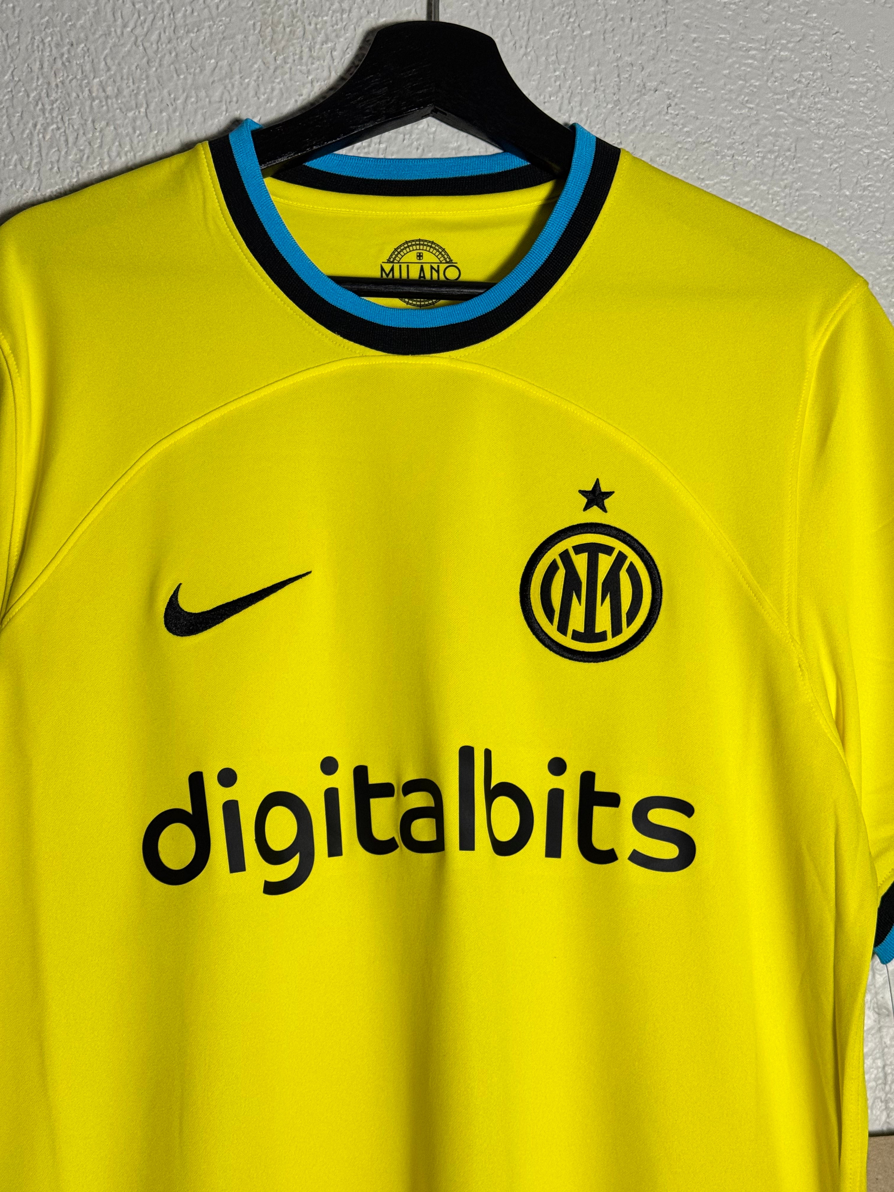 (NEW) Nike 2022/23 Yellow Inter Milan Third Jersey Yellow Size Large
